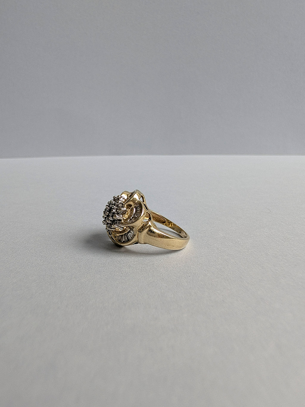 Diamond Chunky Gold Flower Ring