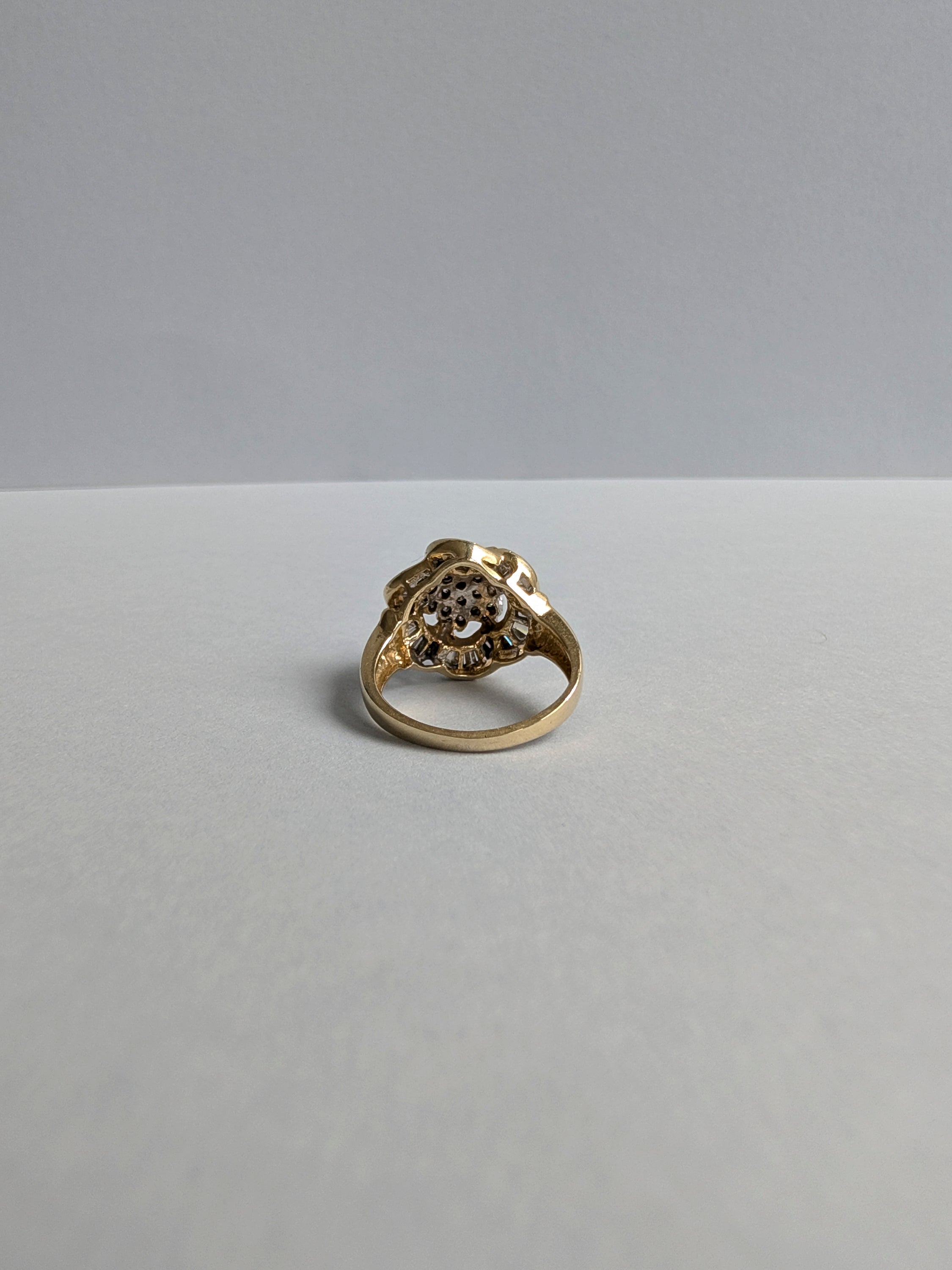 Diamond Chunky Gold Flower Ring