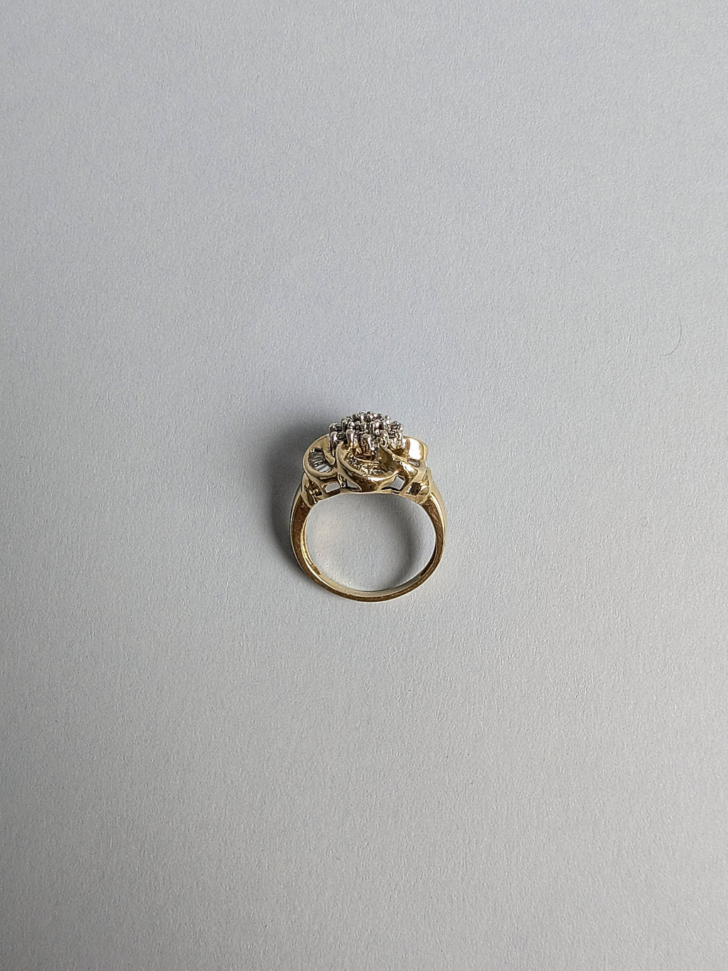 Diamond Chunky Gold Flower Ring