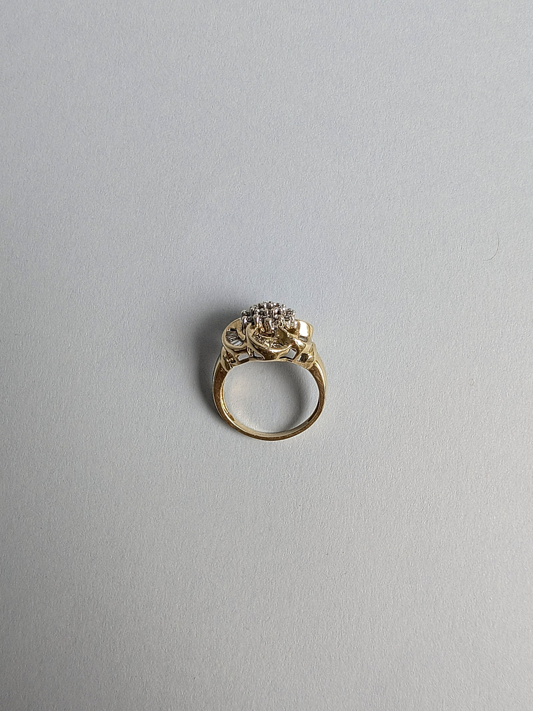 Diamond Chunky Gold Flower Ring