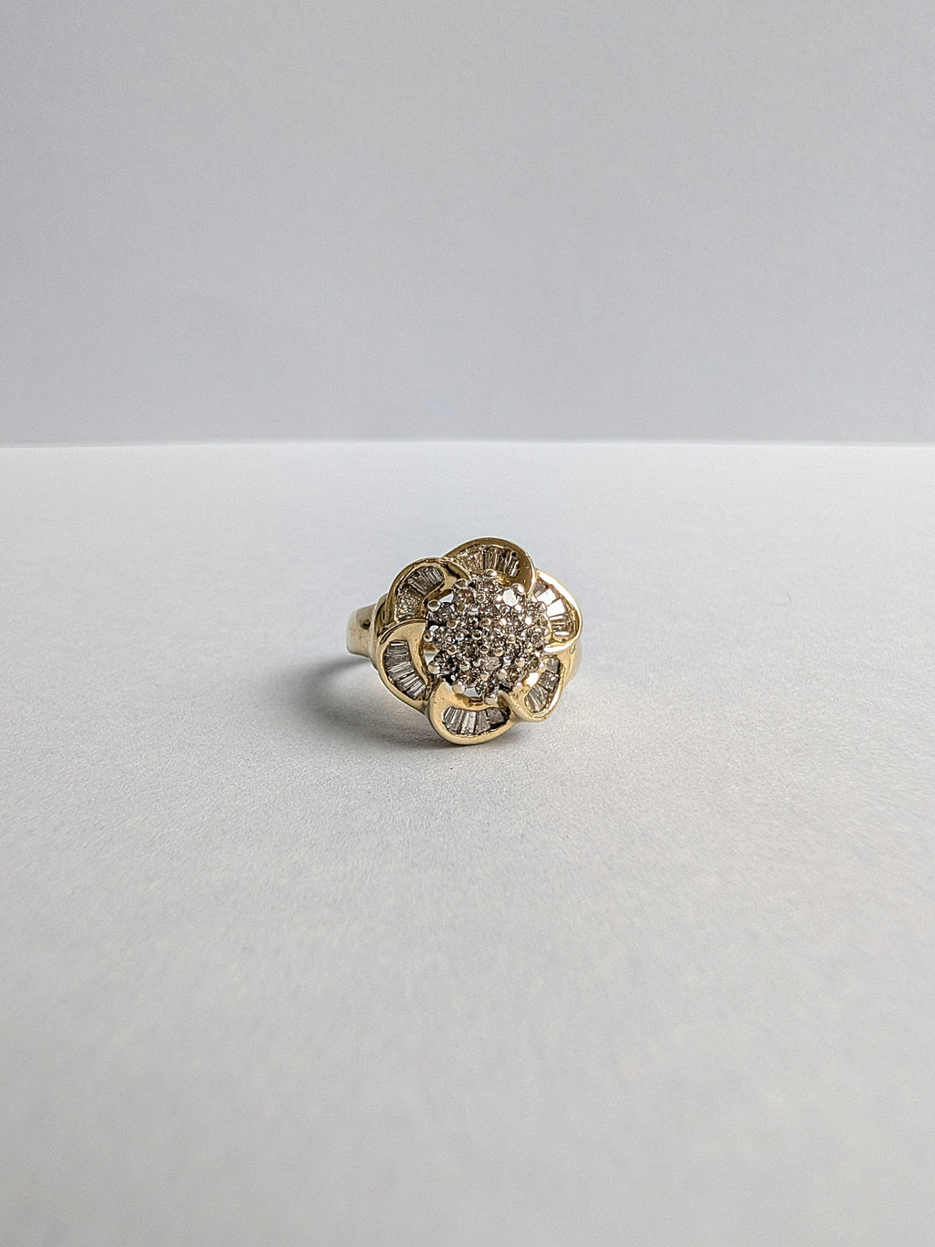 Diamond Chunky Gold Flower Ring