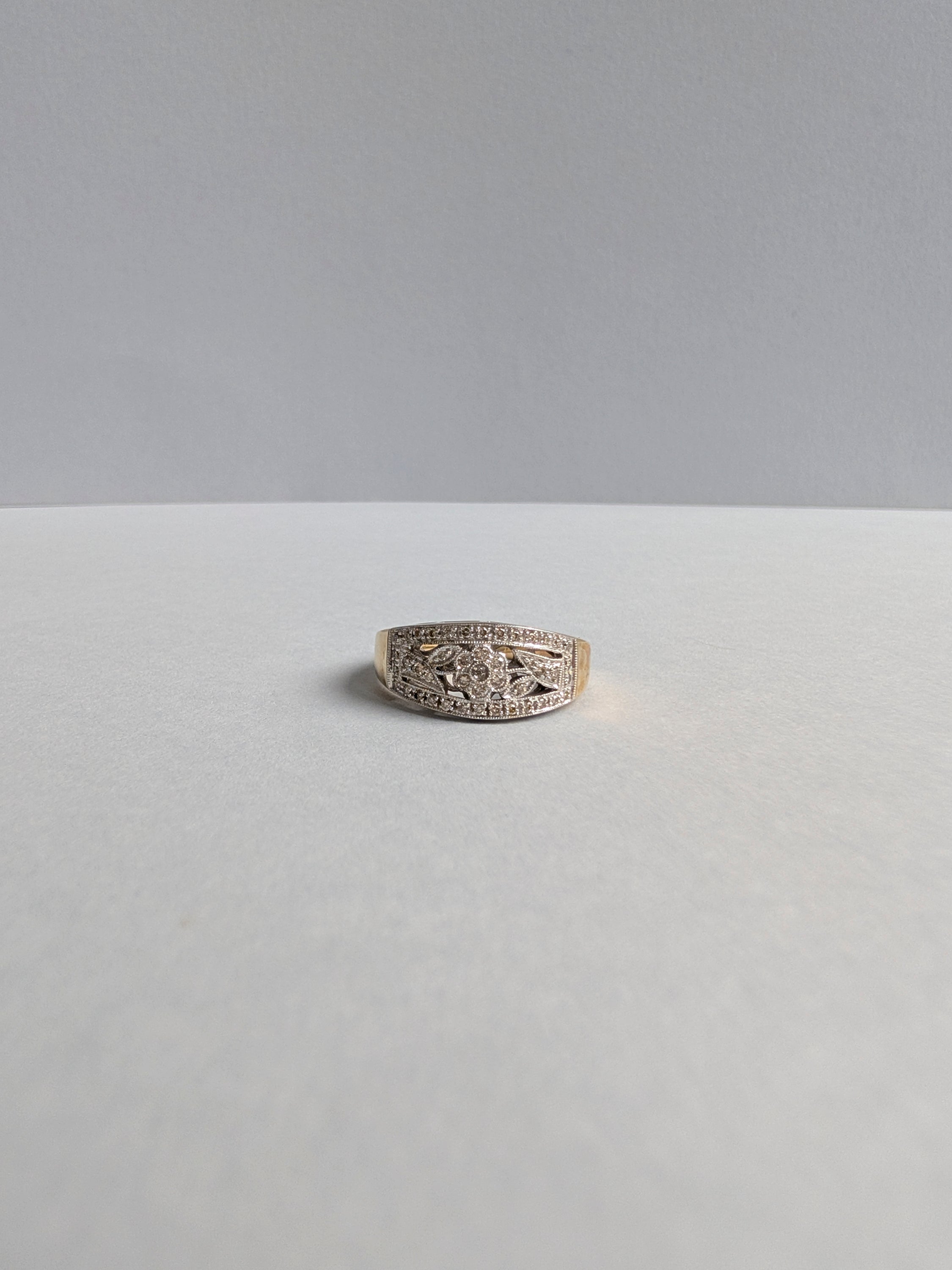 Wide Diamond Floral Band