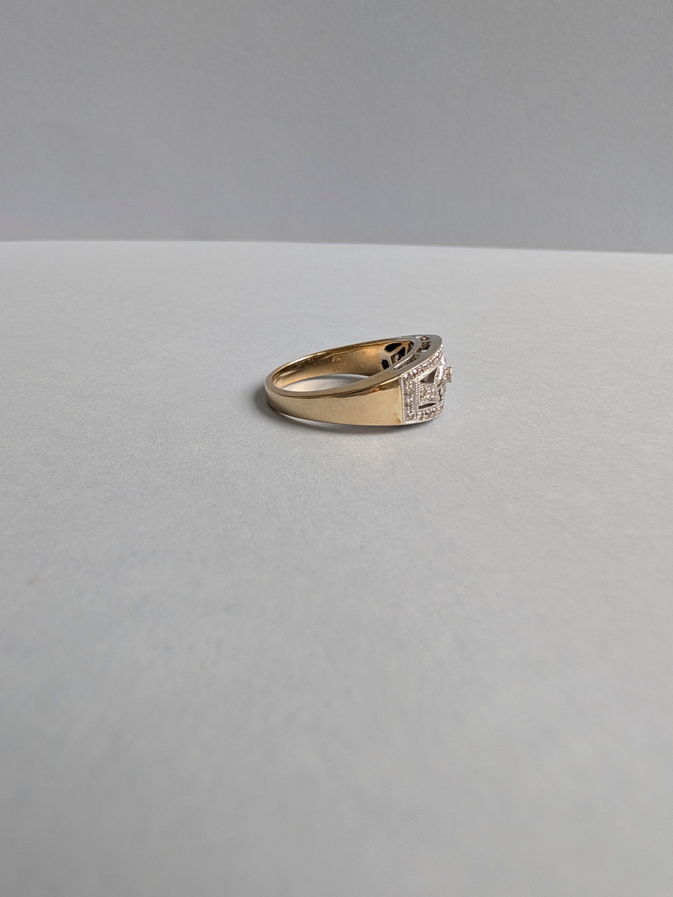 Wide Diamond Floral Band