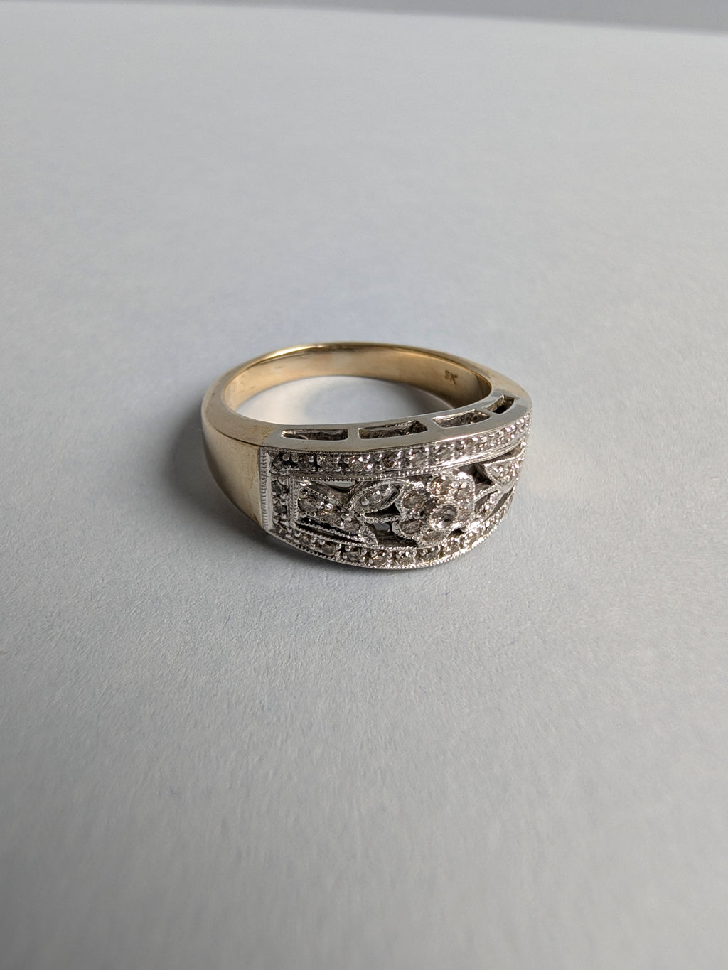 Wide Diamond Floral Band