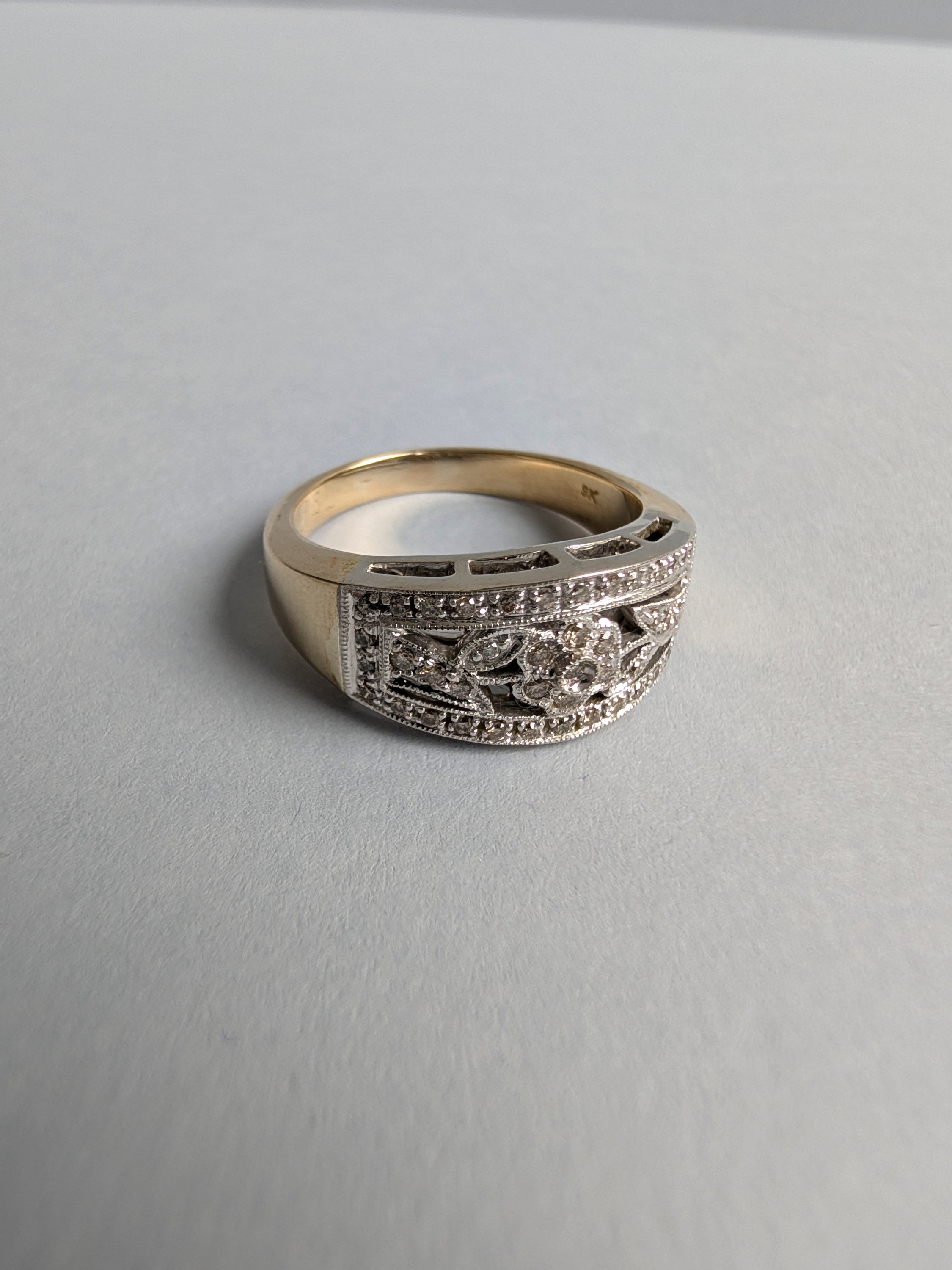 Wide Diamond Floral Band