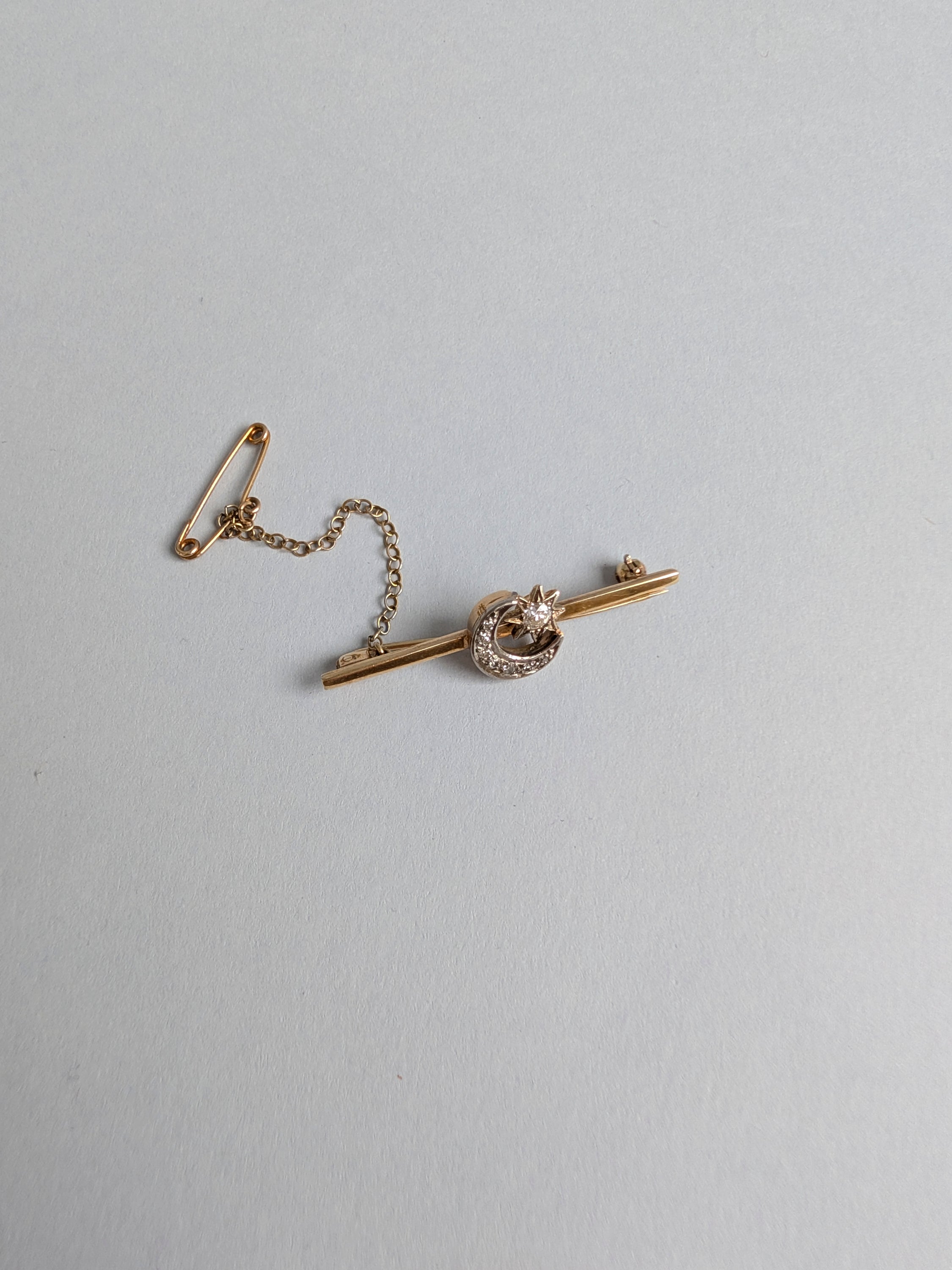 Moon and Stars Diamond Brooch