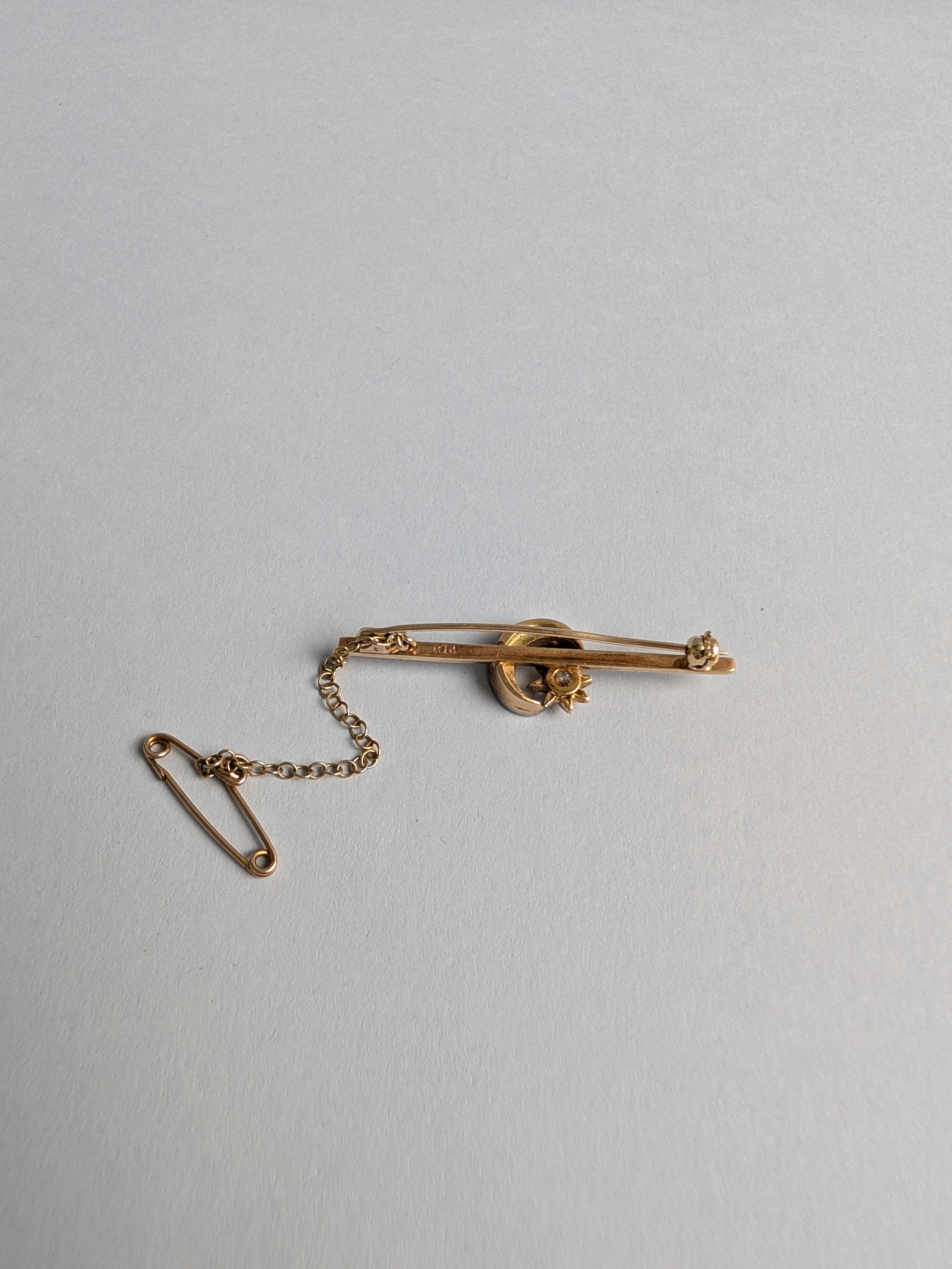 Moon and Stars Diamond Brooch