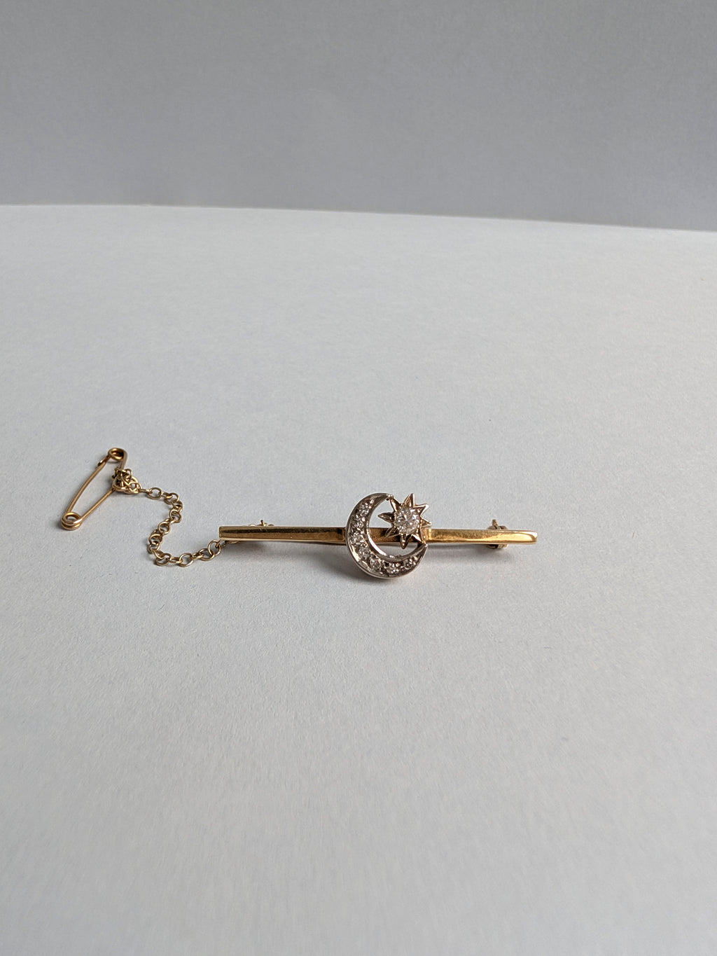 Moon and Stars Diamond Brooch