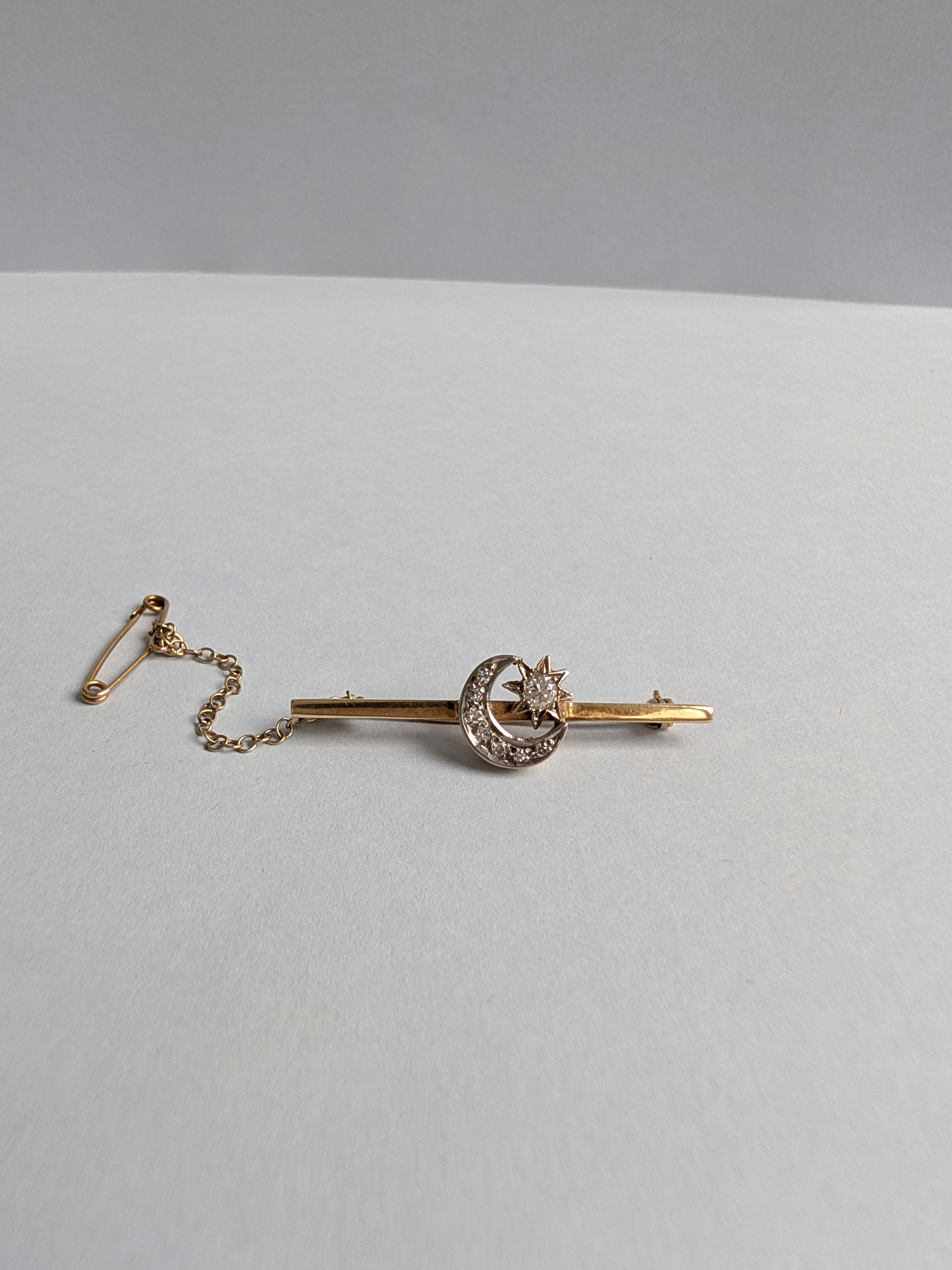 Moon and Stars Diamond Brooch