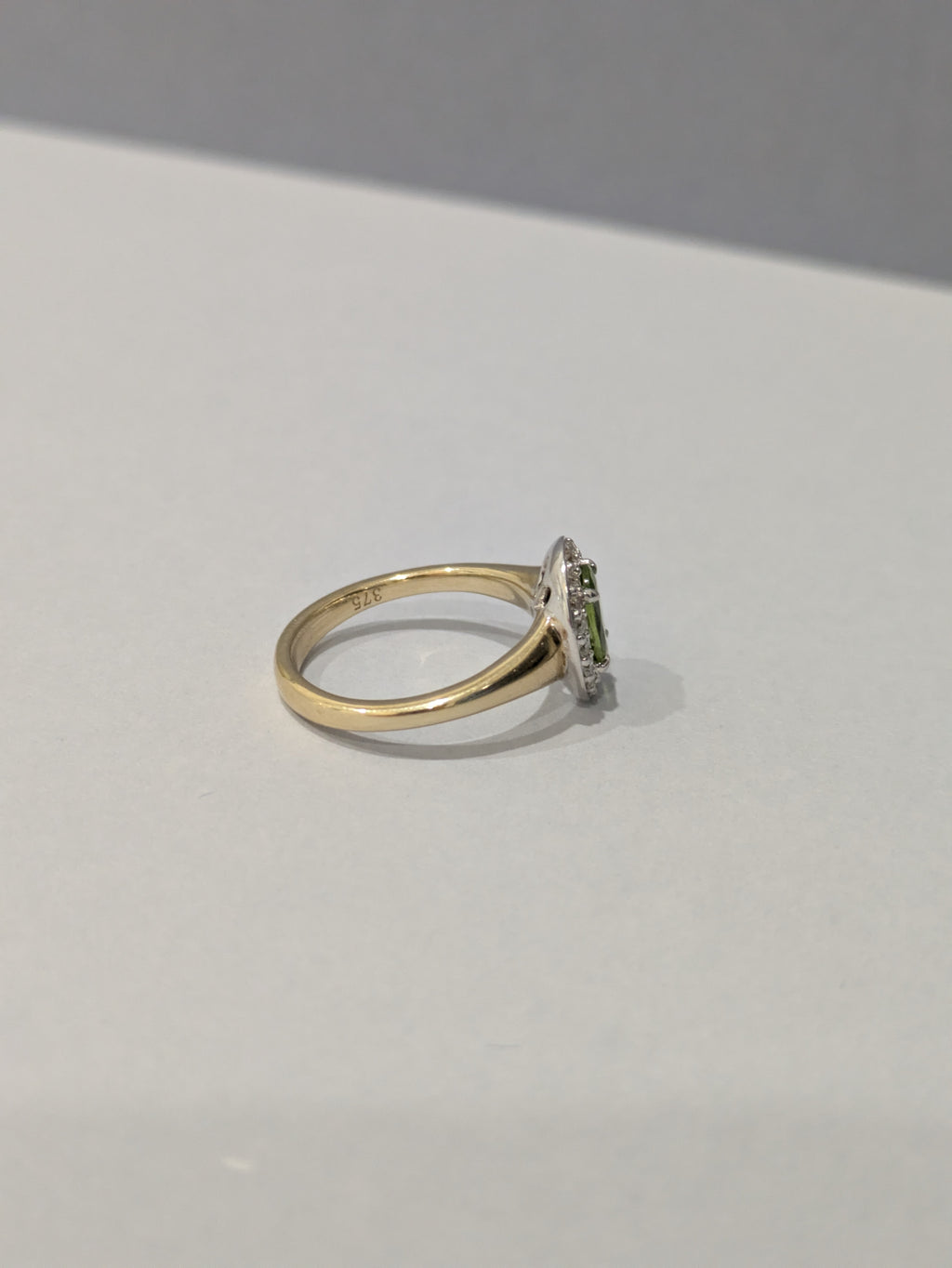 Peridot and Diamond Halo Ring