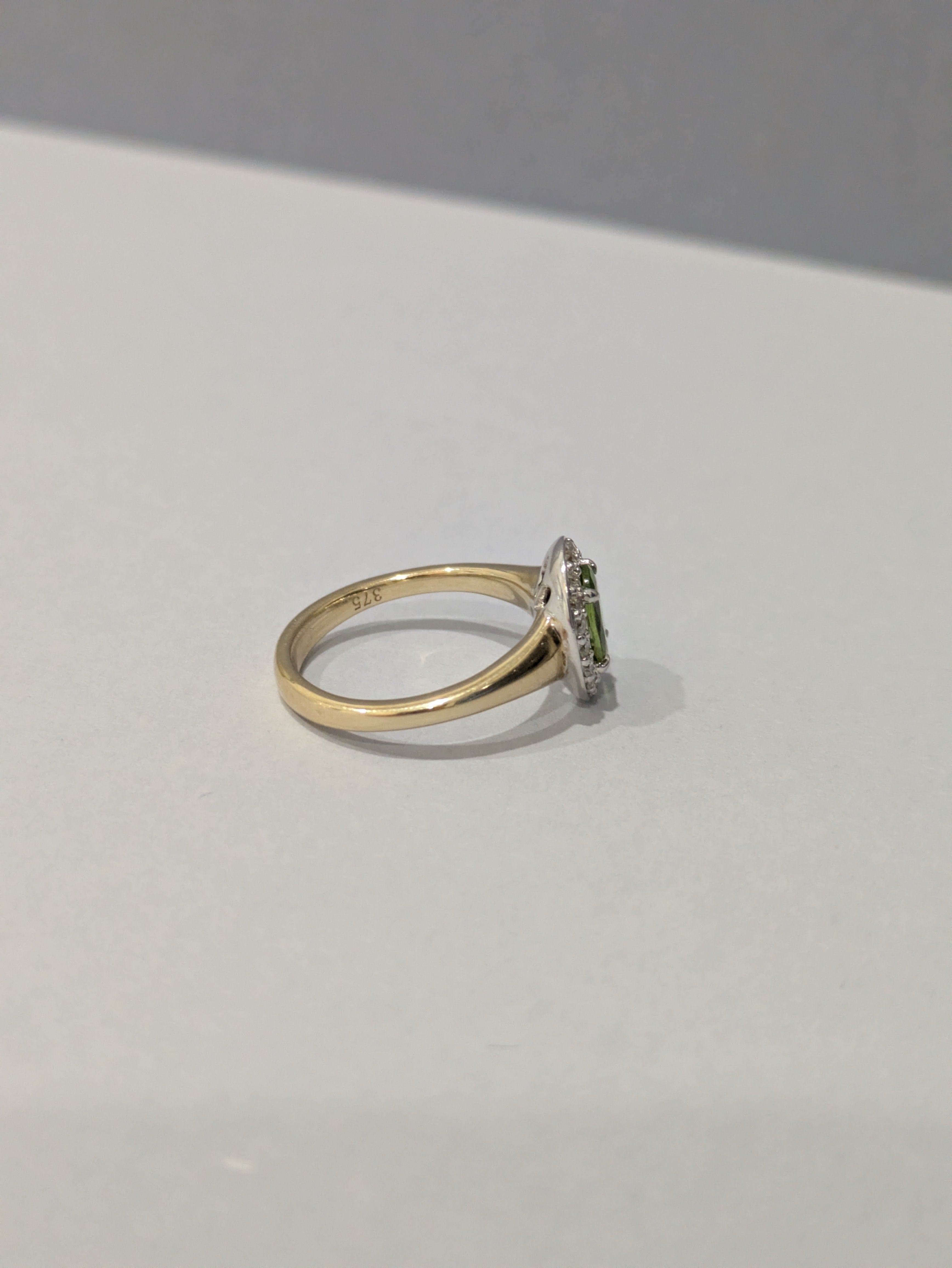 Peridot and Diamond Halo Ring