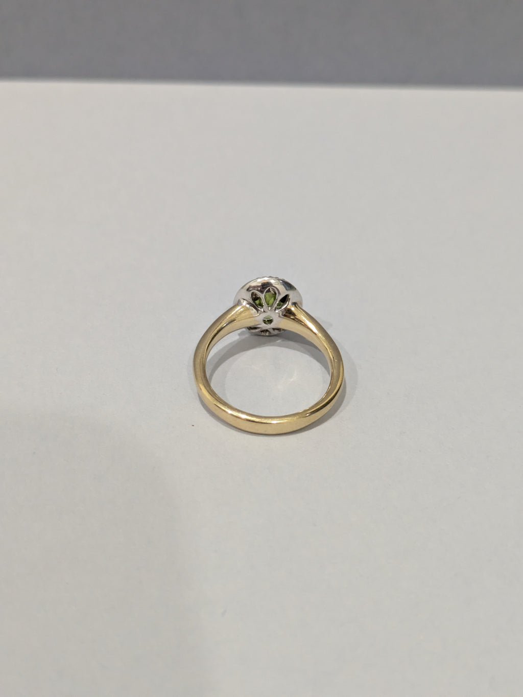 Peridot and Diamond Halo Ring