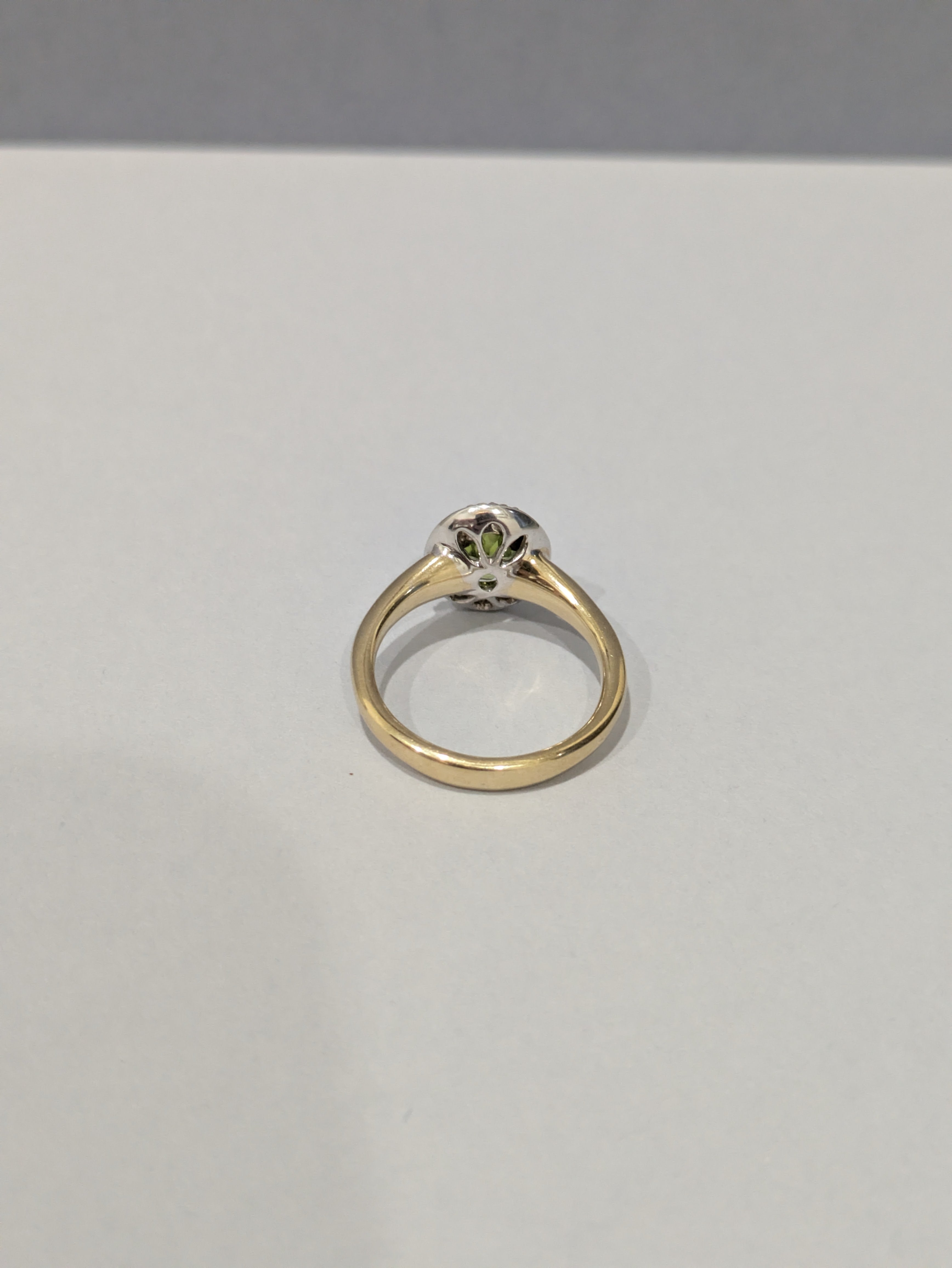 Peridot and Diamond Halo Ring