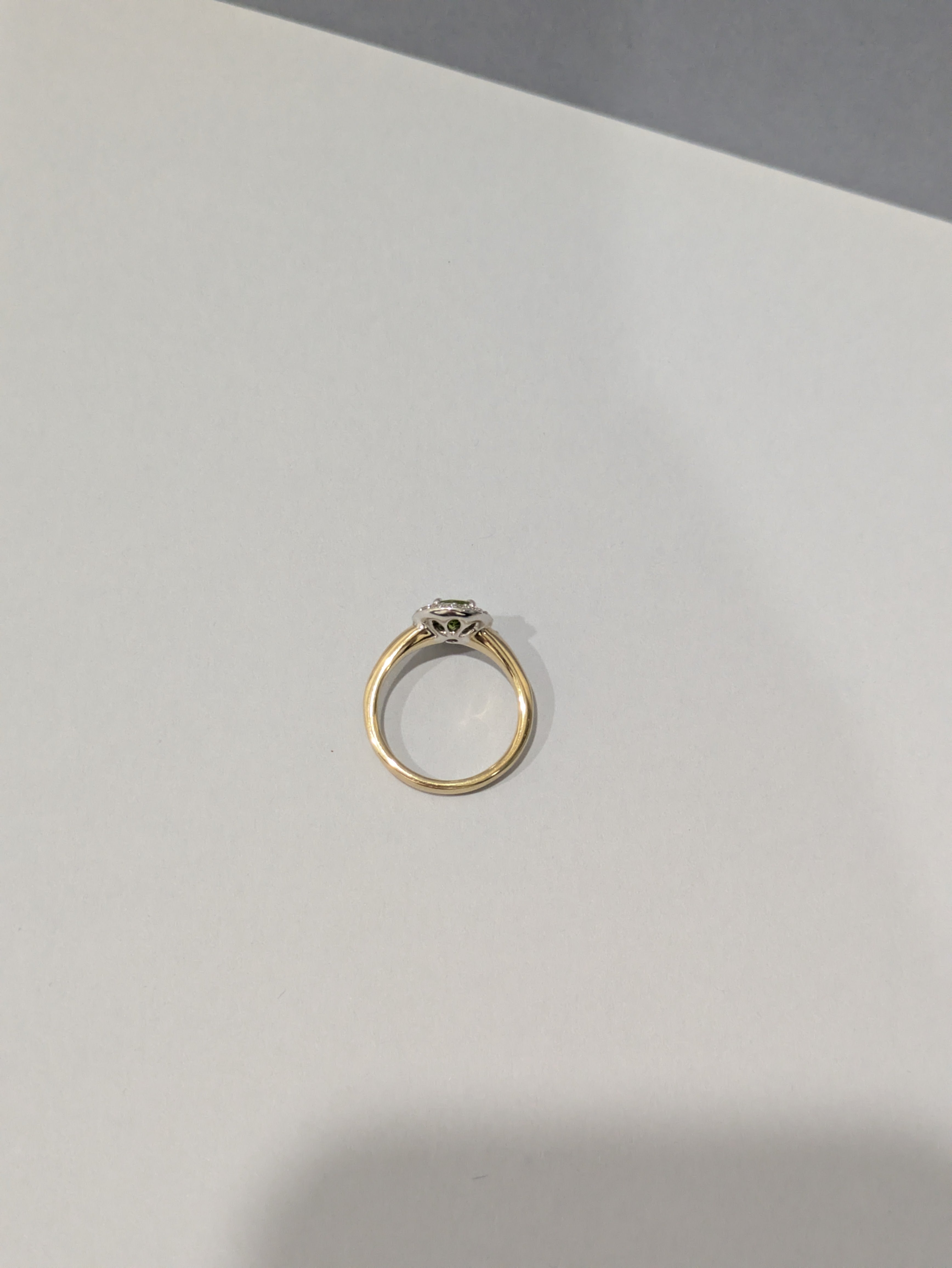 Peridot and Diamond Halo Ring