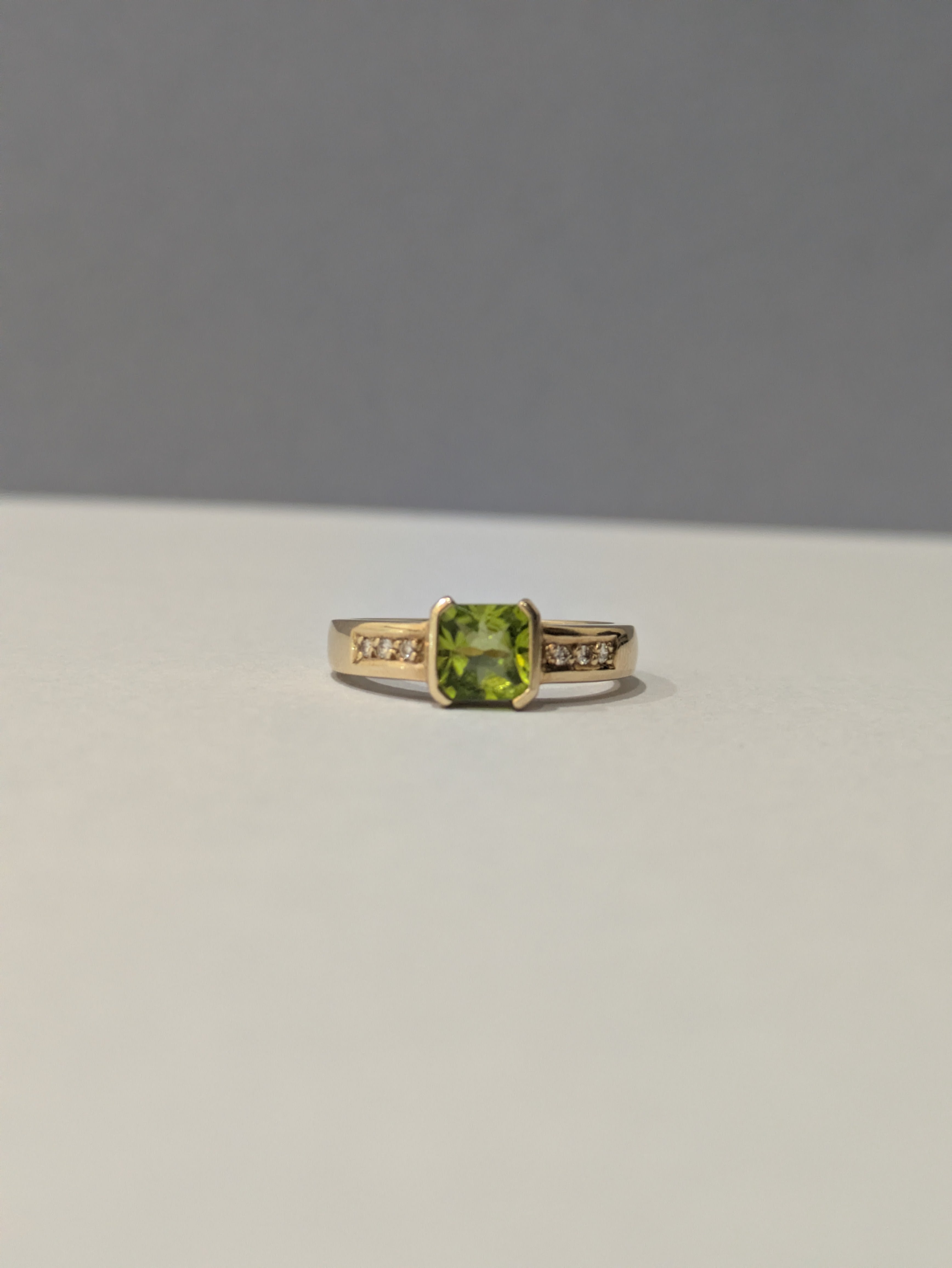 Peridot Princess Cut Ring