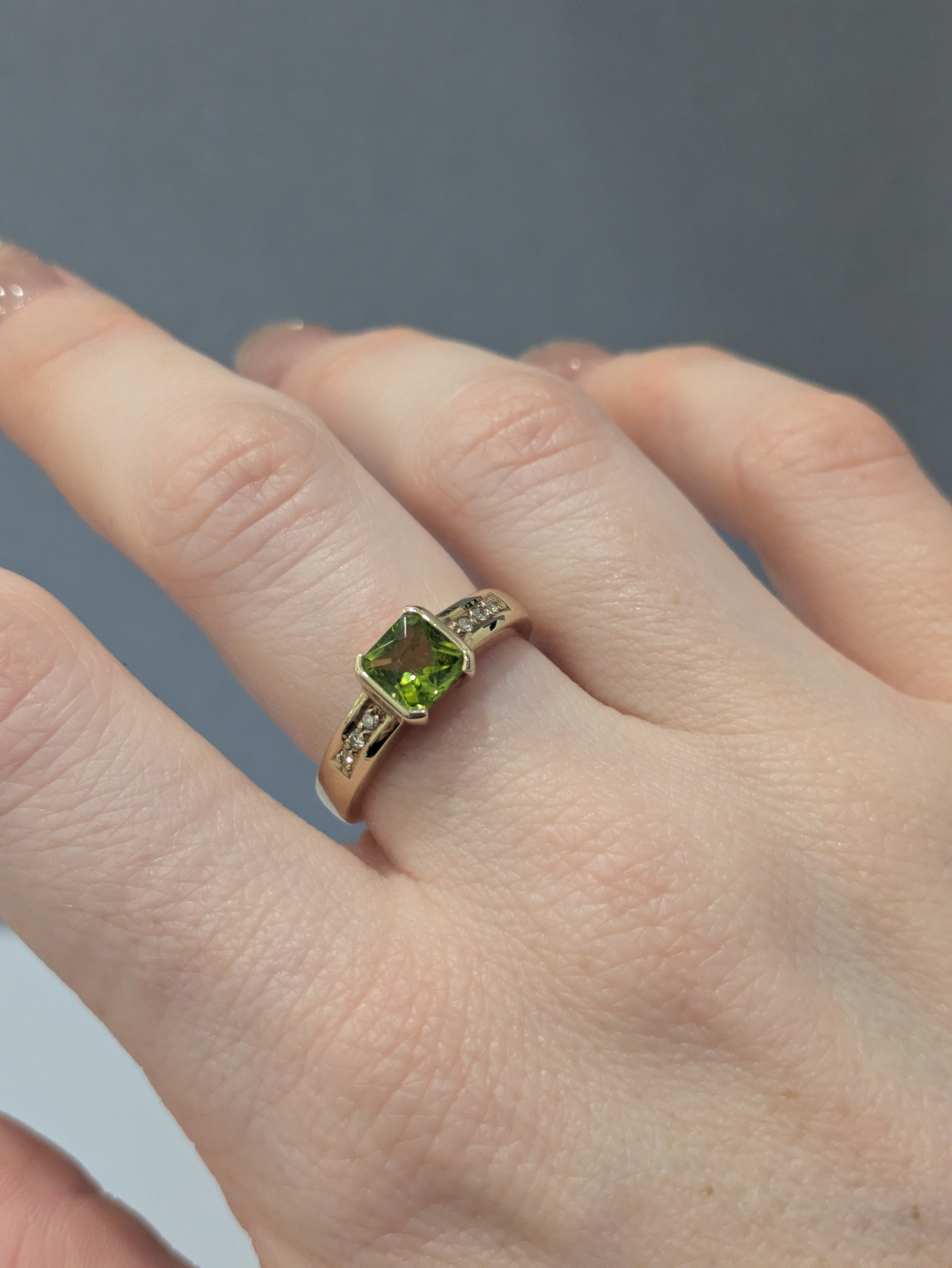 Peridot Princess Cut Ring