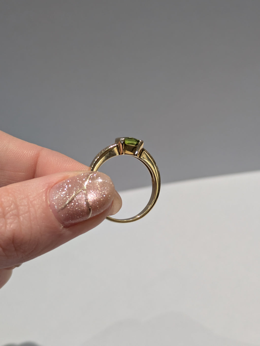 Peridot Princess Cut Ring