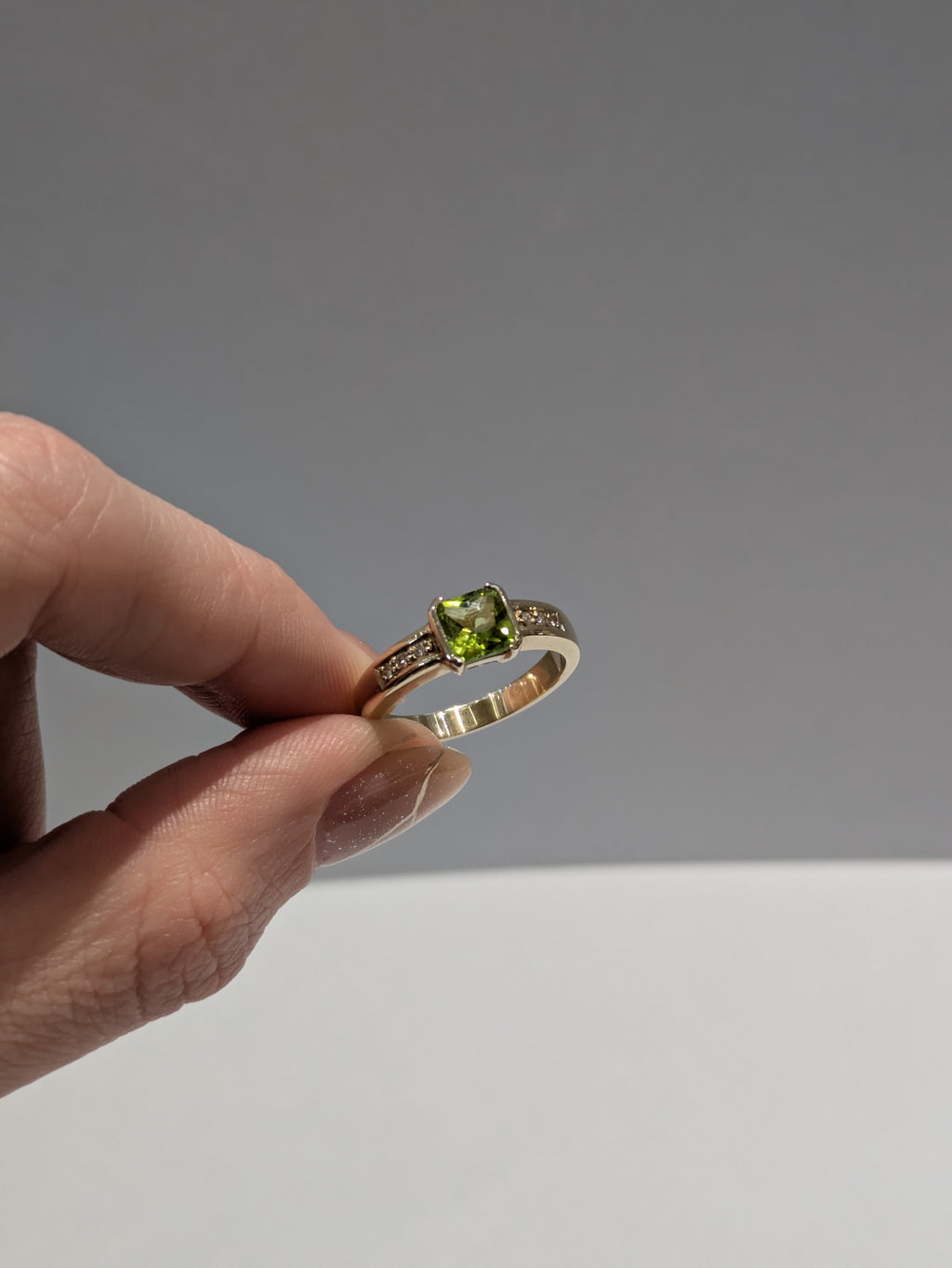 Peridot Princess Cut Ring