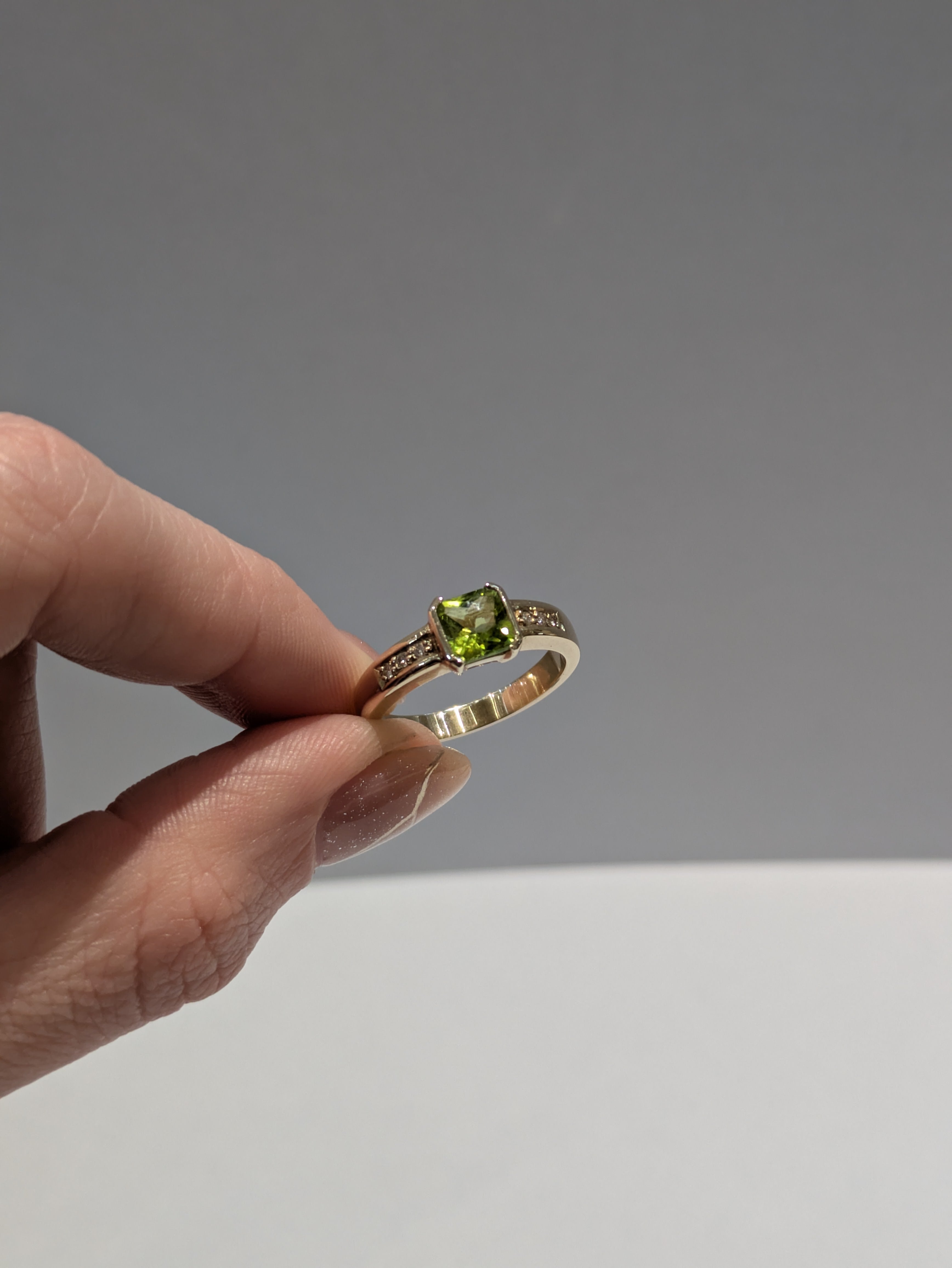 Peridot Princess Cut Ring