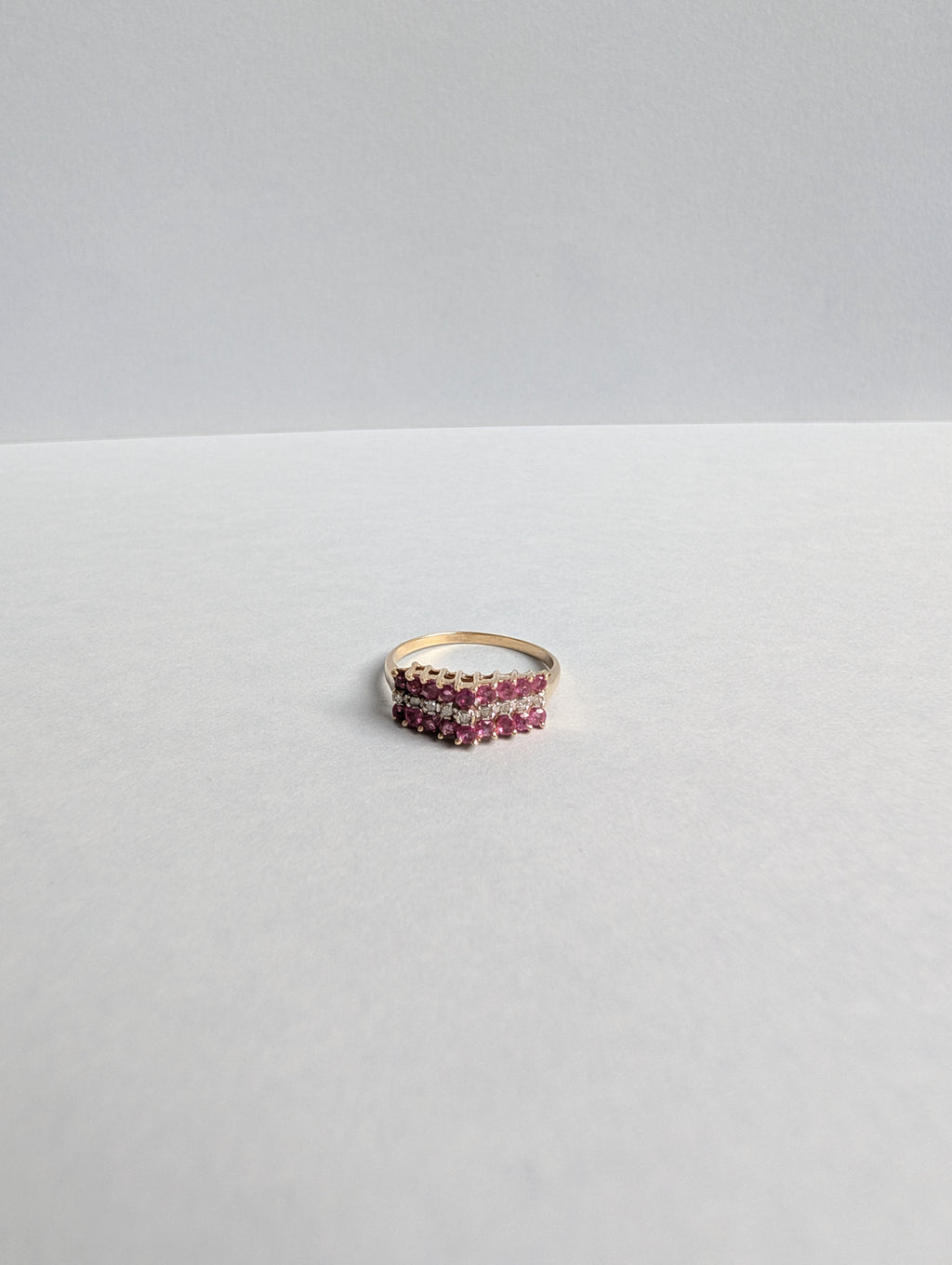 Ruby and Diamond Pyramid Ring