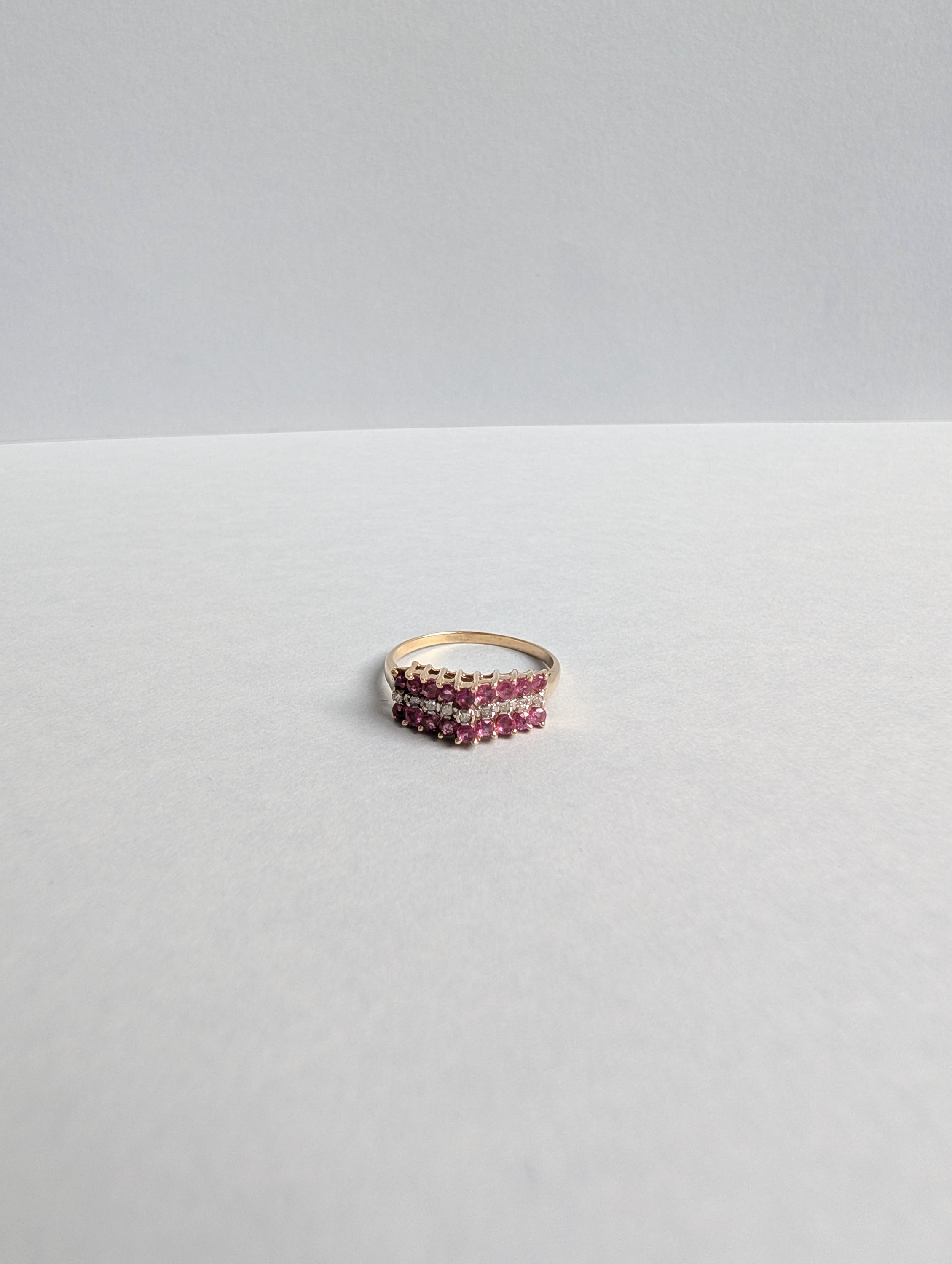 Ruby and Diamond Pyramid Ring