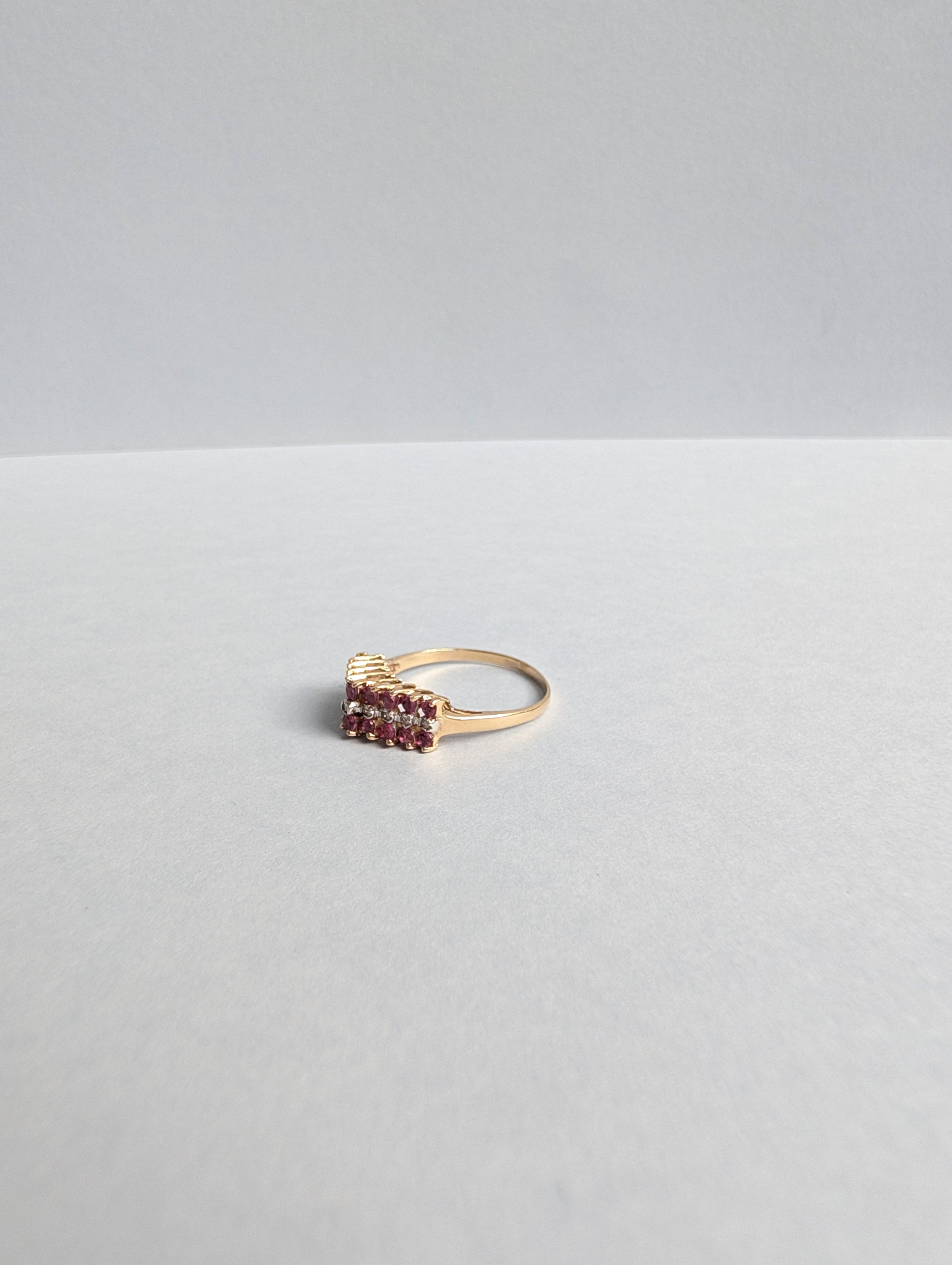 Ruby and Diamond Pyramid Ring