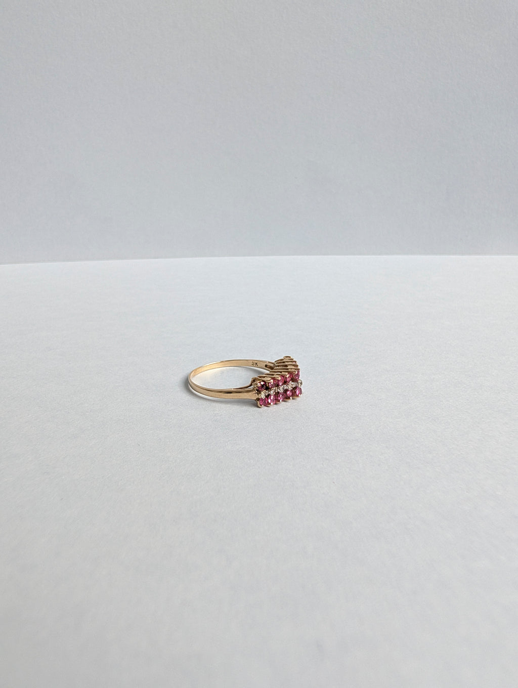 Ruby and Diamond Pyramid Ring