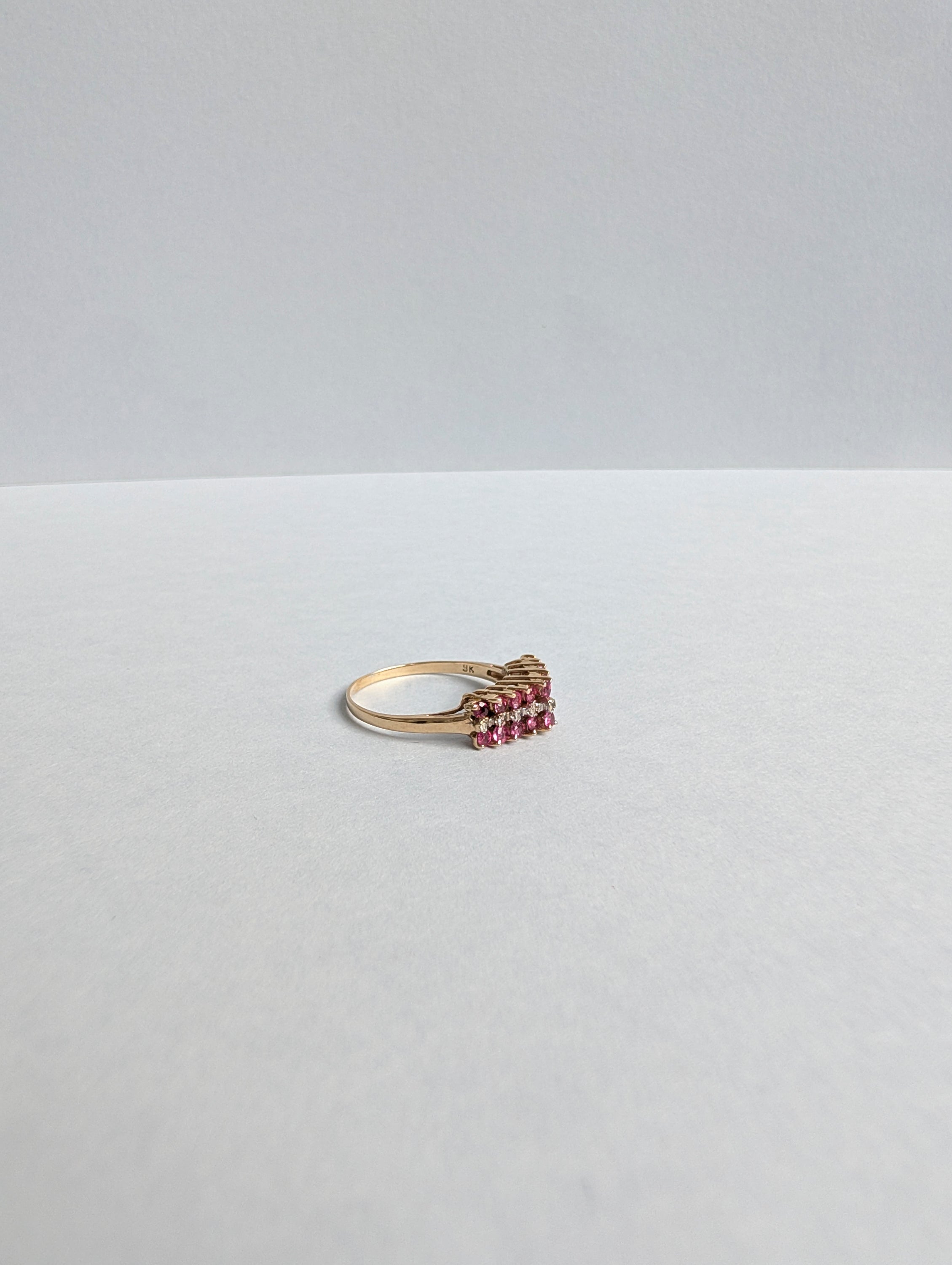 Ruby and Diamond Pyramid Ring