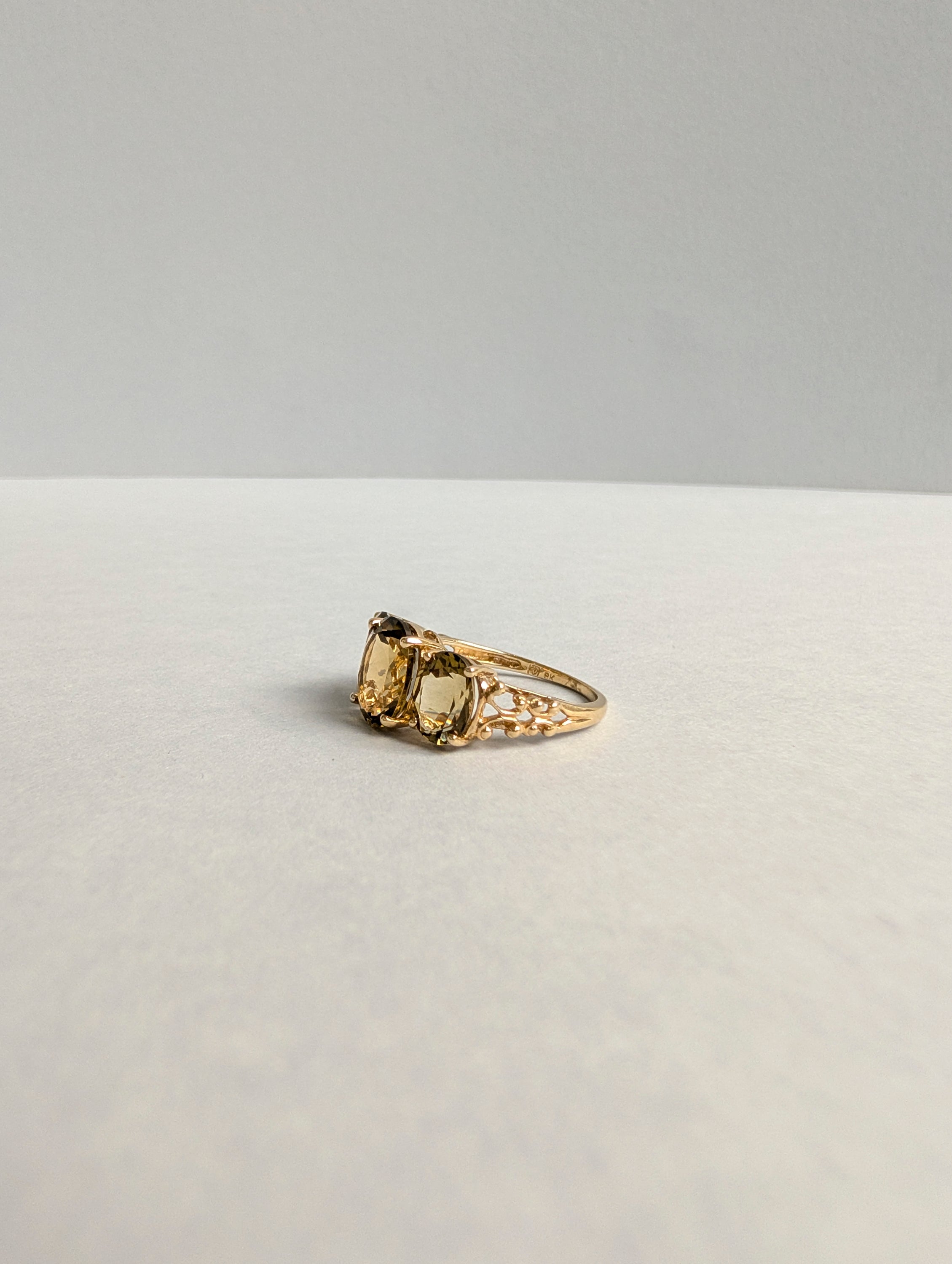 Green Quartz Trilogy Ring