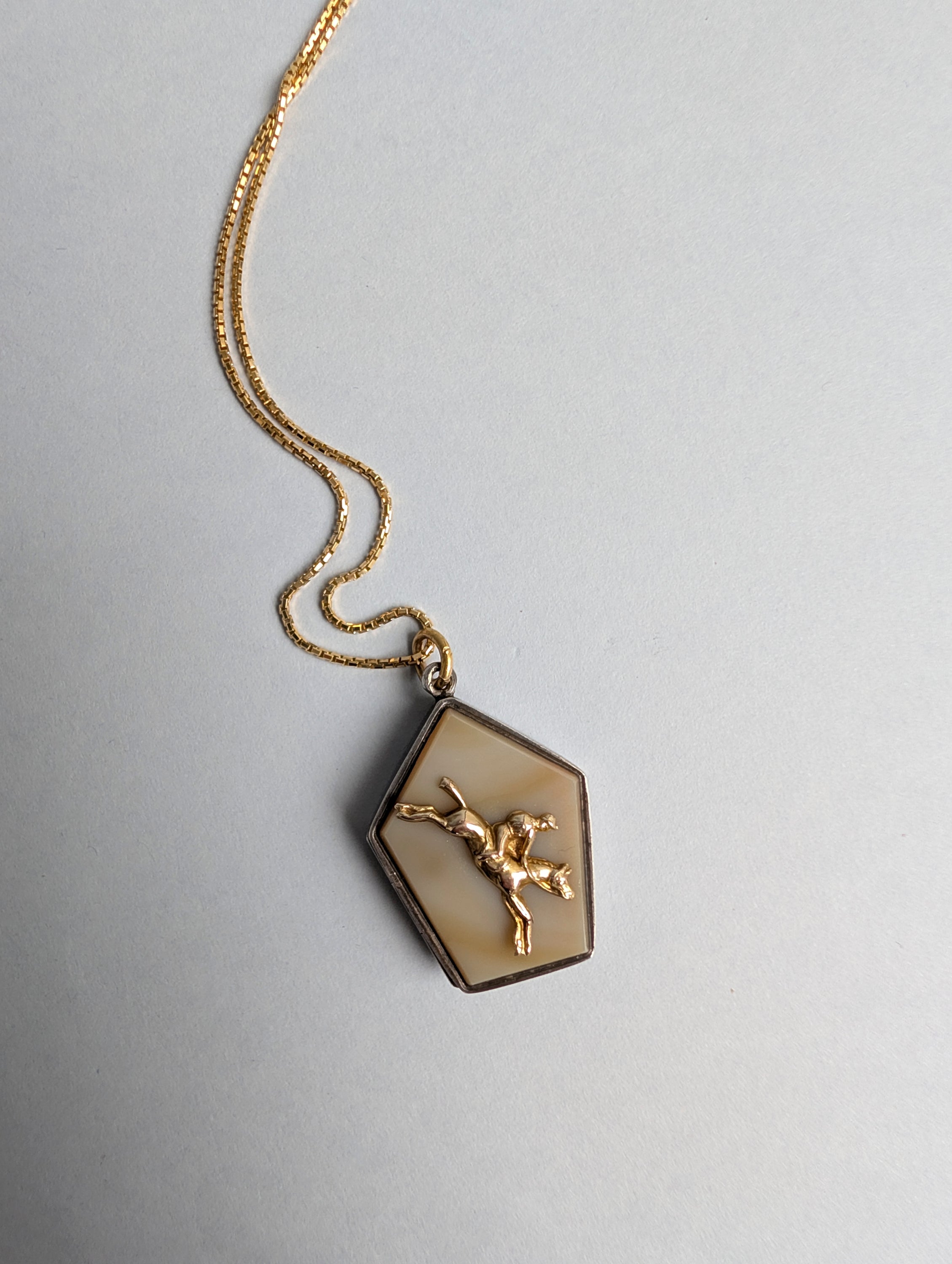 Mother of Pearl Horse & Jockey Locket