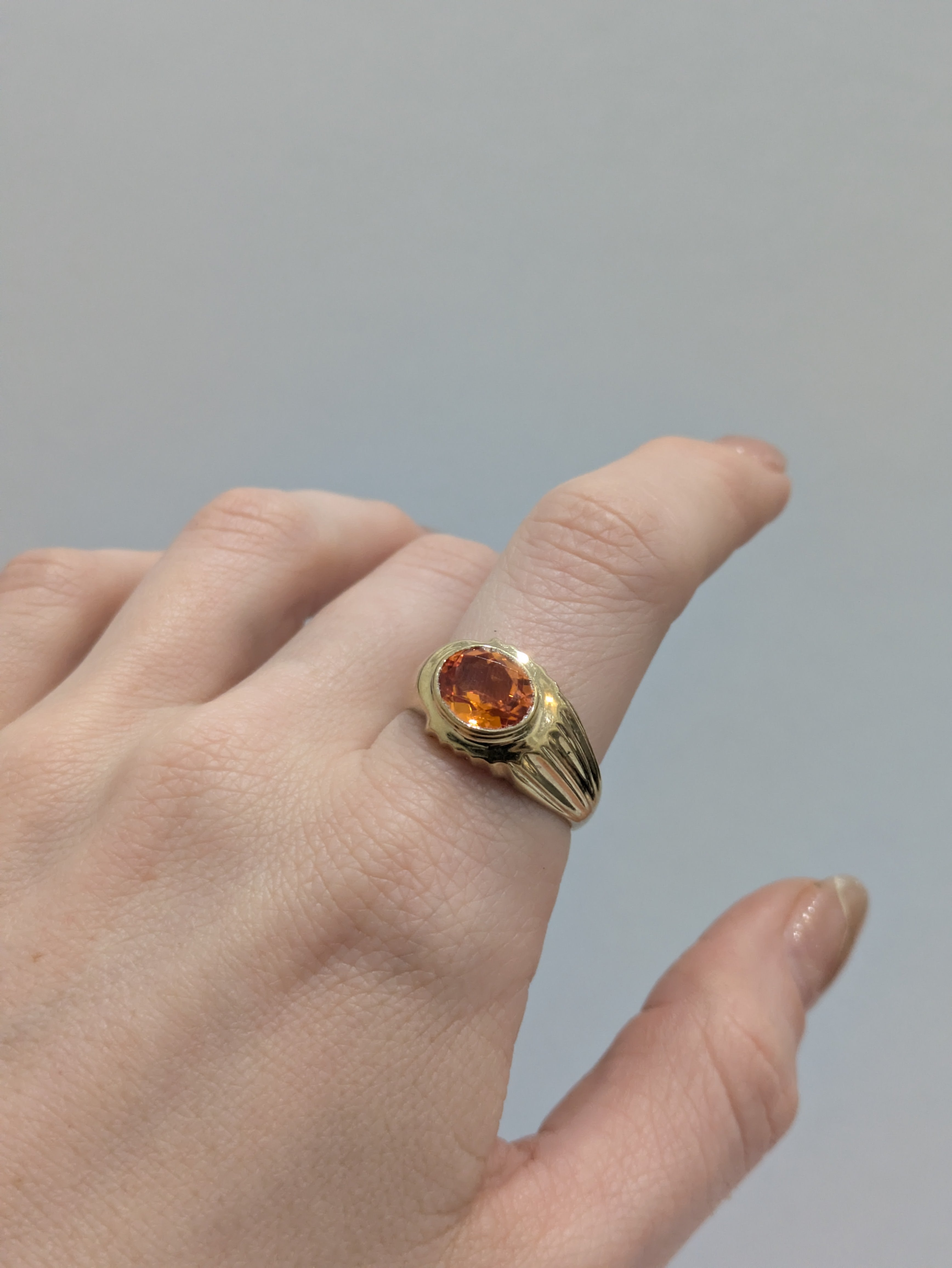 Chunky Orange Sapphire Ring