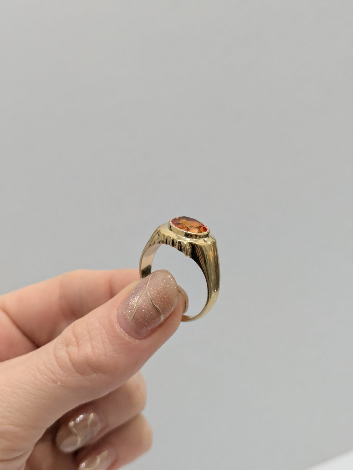 Chunky Orange Sapphire Ring