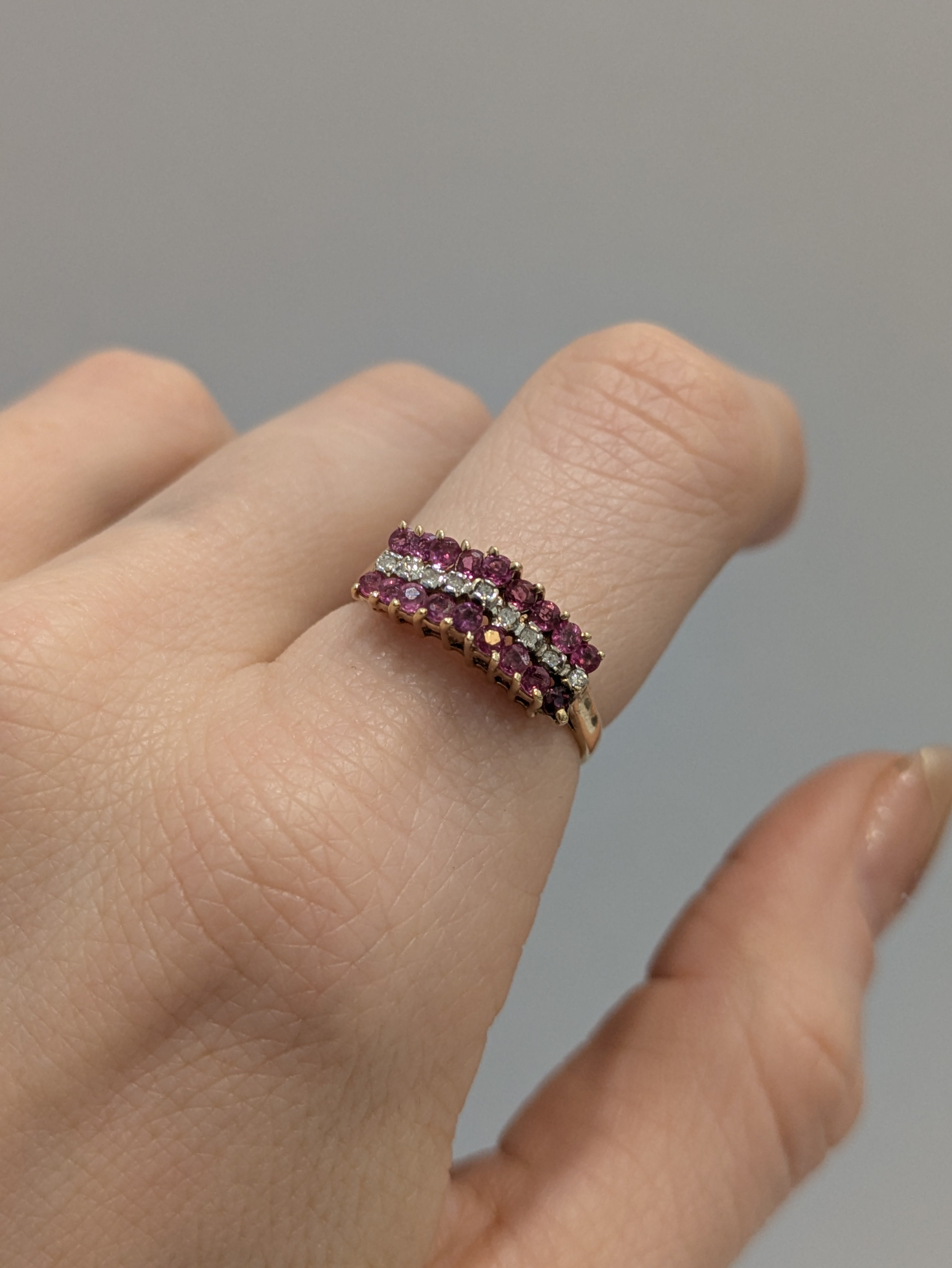 Ruby and Diamond Pyramid Ring