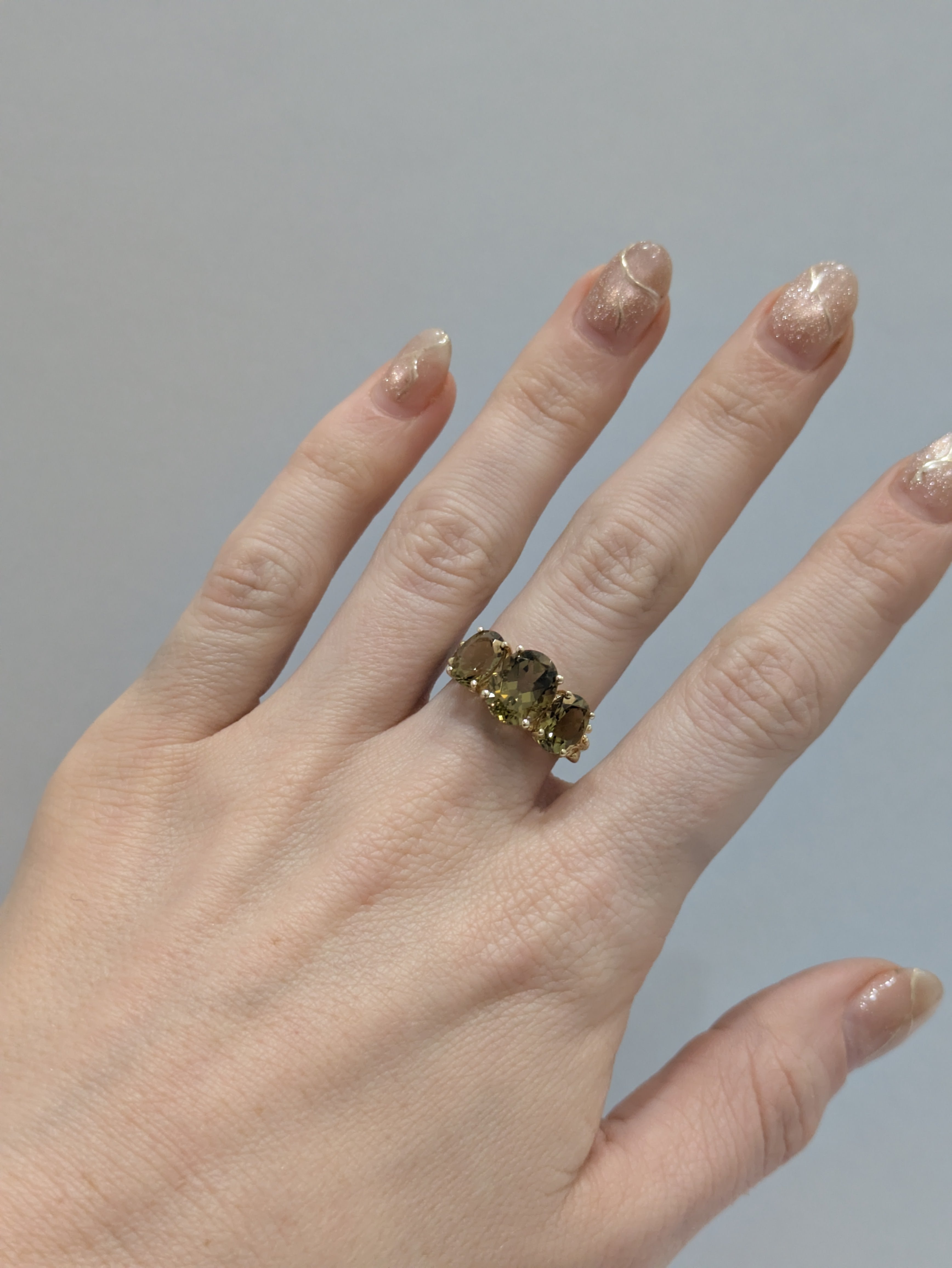 Green Quartz Trilogy Ring