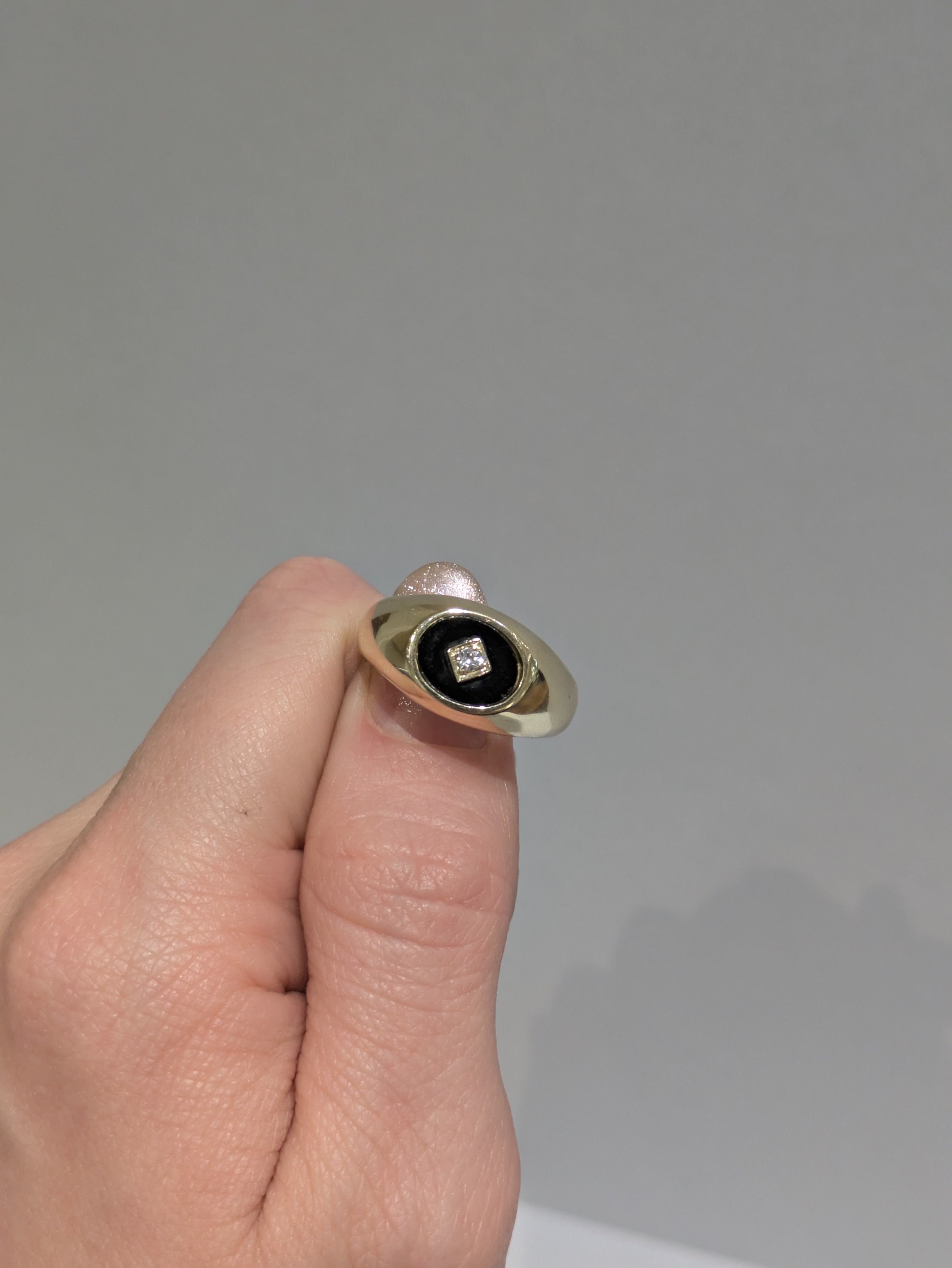 Men's Onyx and Diamond Signet