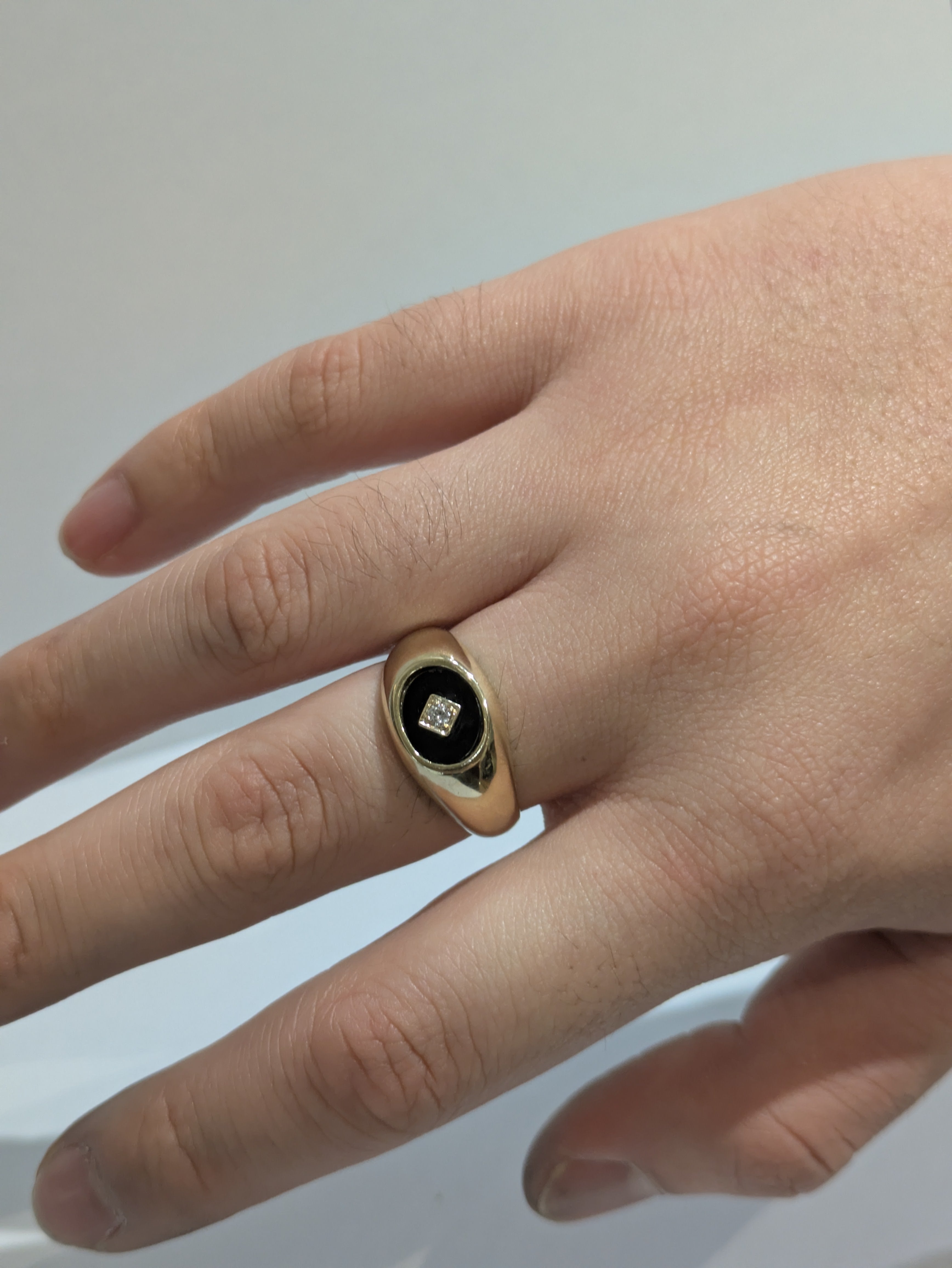 Men's Onyx and Diamond Signet