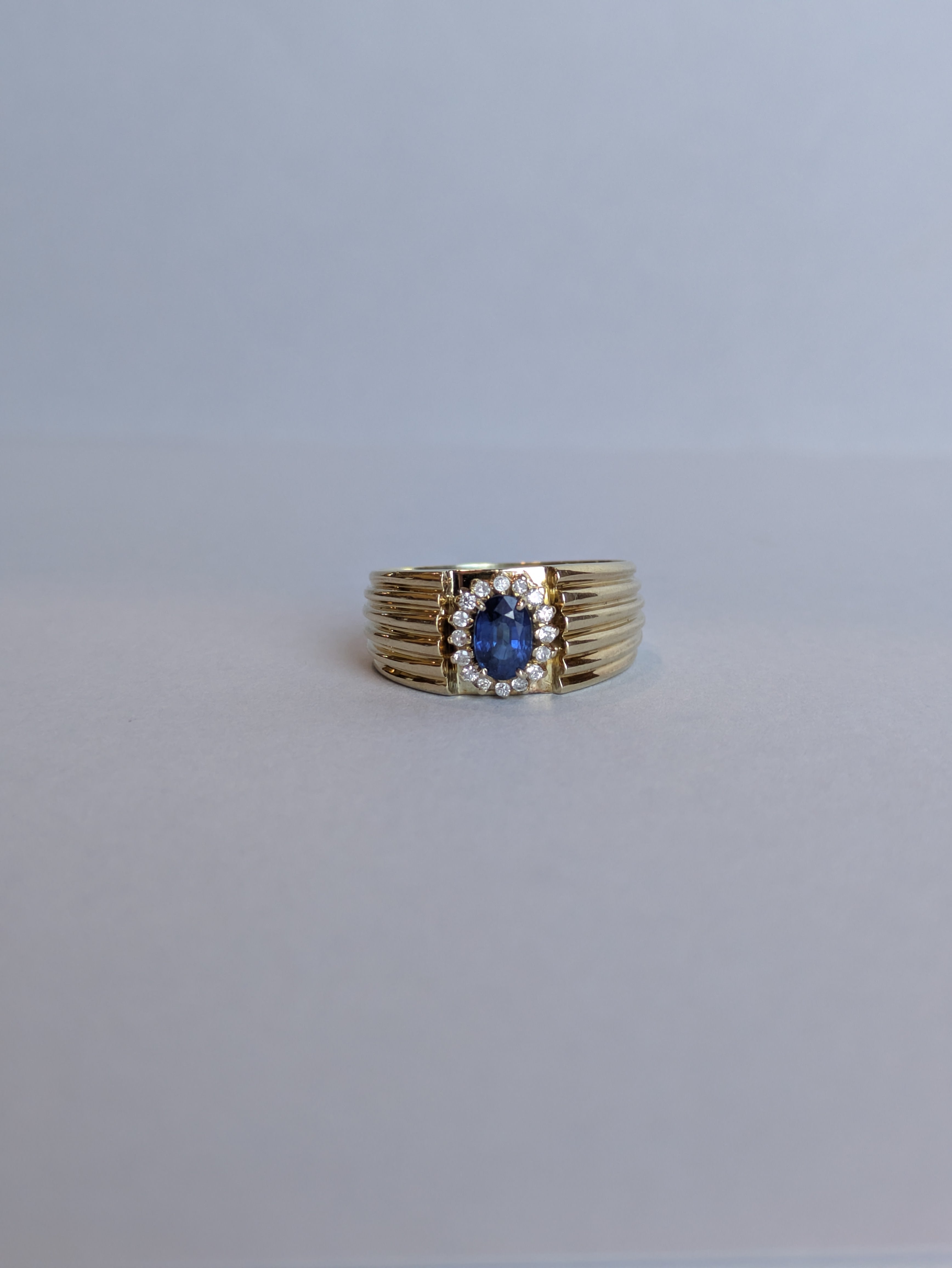 Sapphire and Diamond Halo Cigar Band