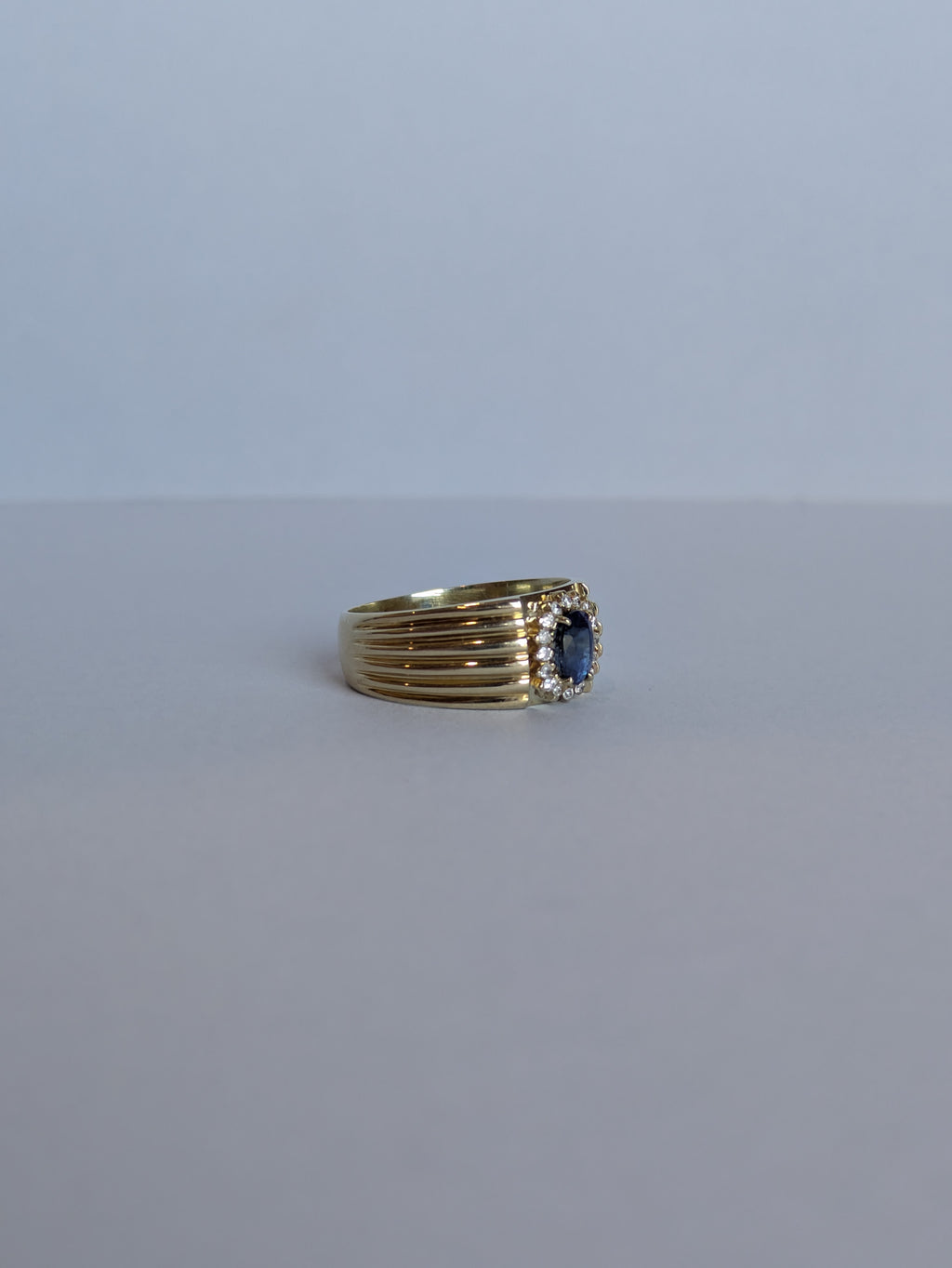 Sapphire and Diamond Halo Cigar Band