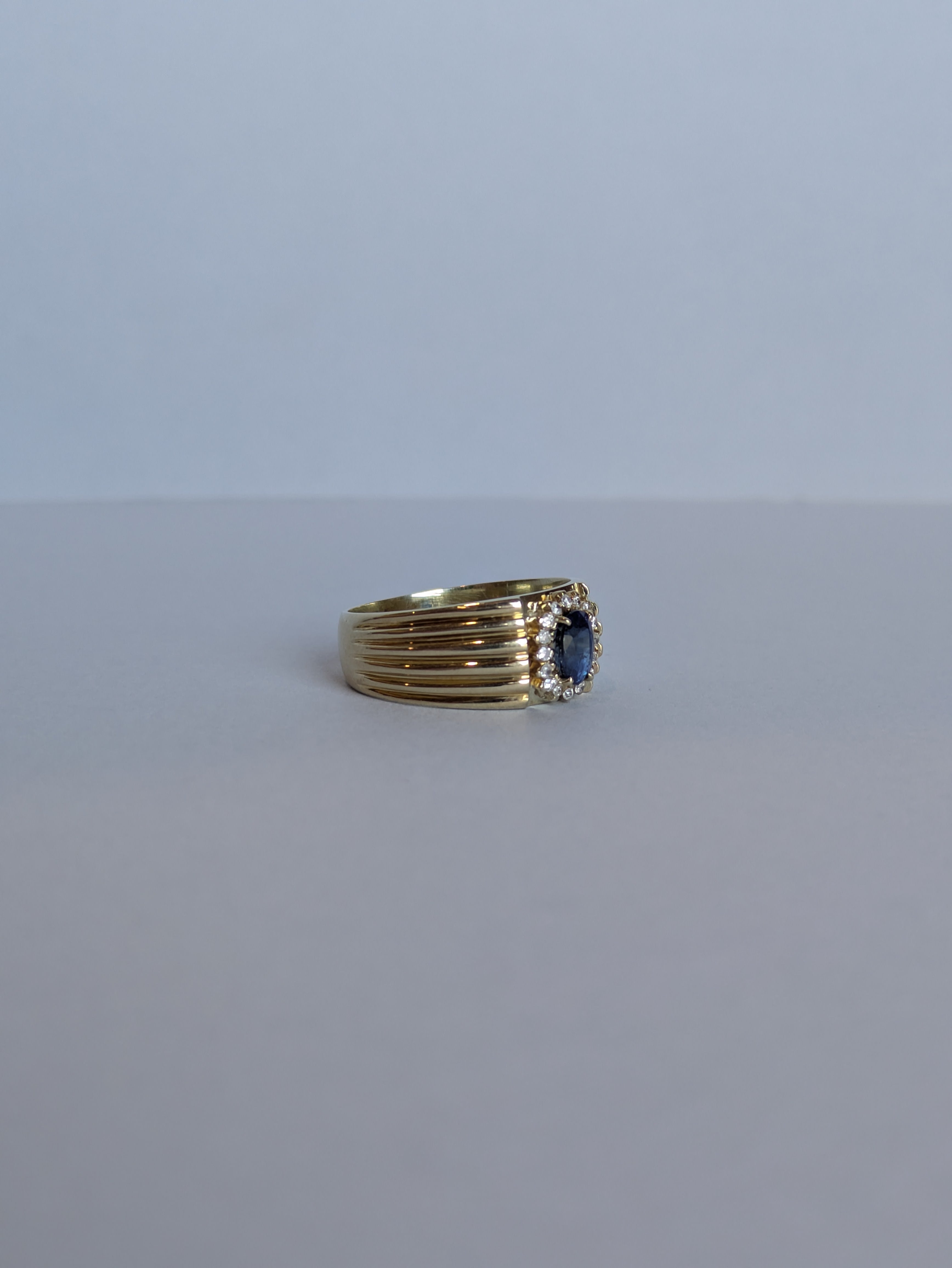 Sapphire and Diamond Halo Cigar Band