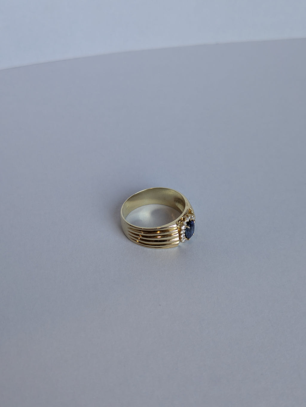 Sapphire and Diamond Halo Cigar Band