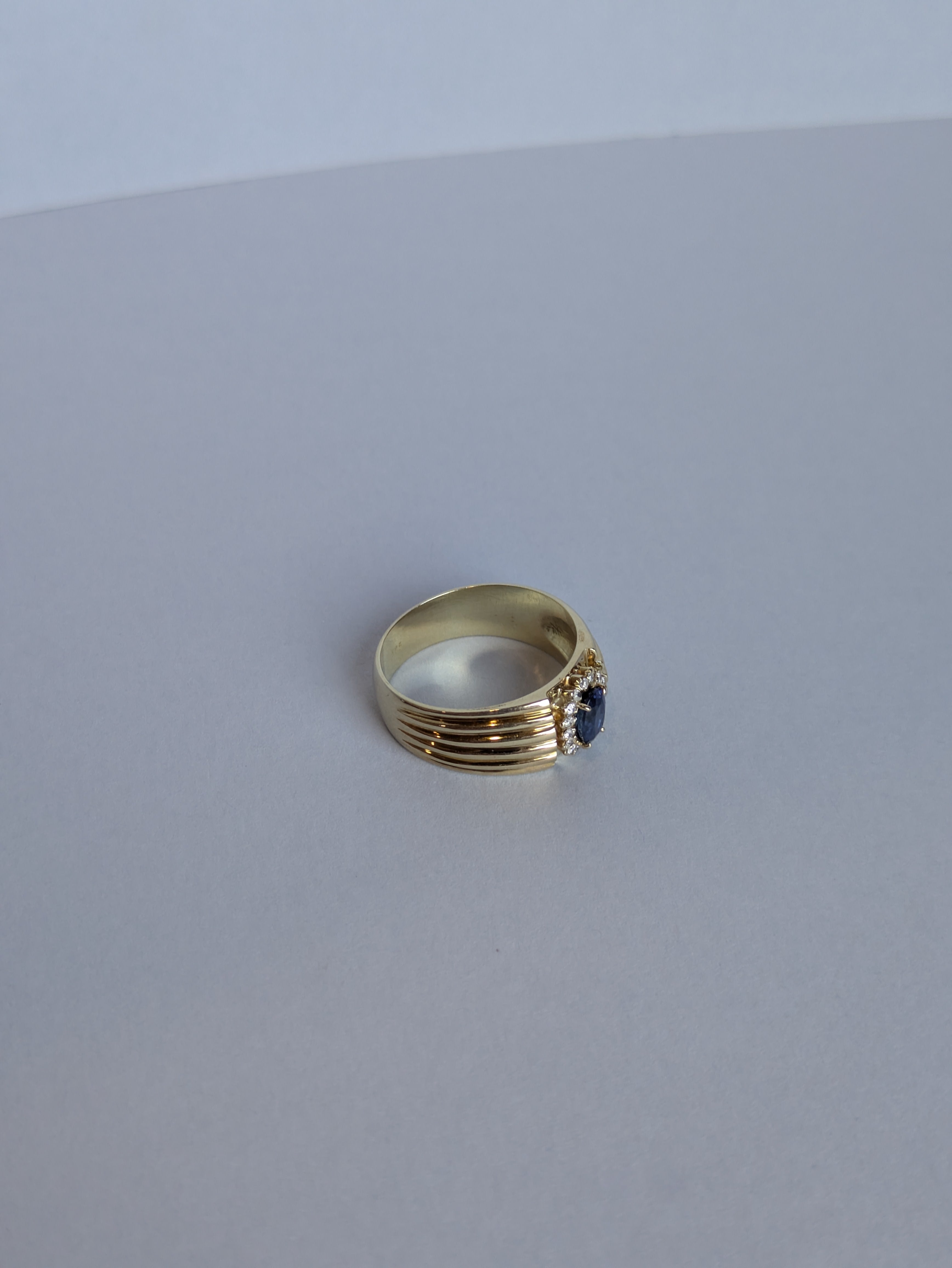 Sapphire and Diamond Halo Cigar Band