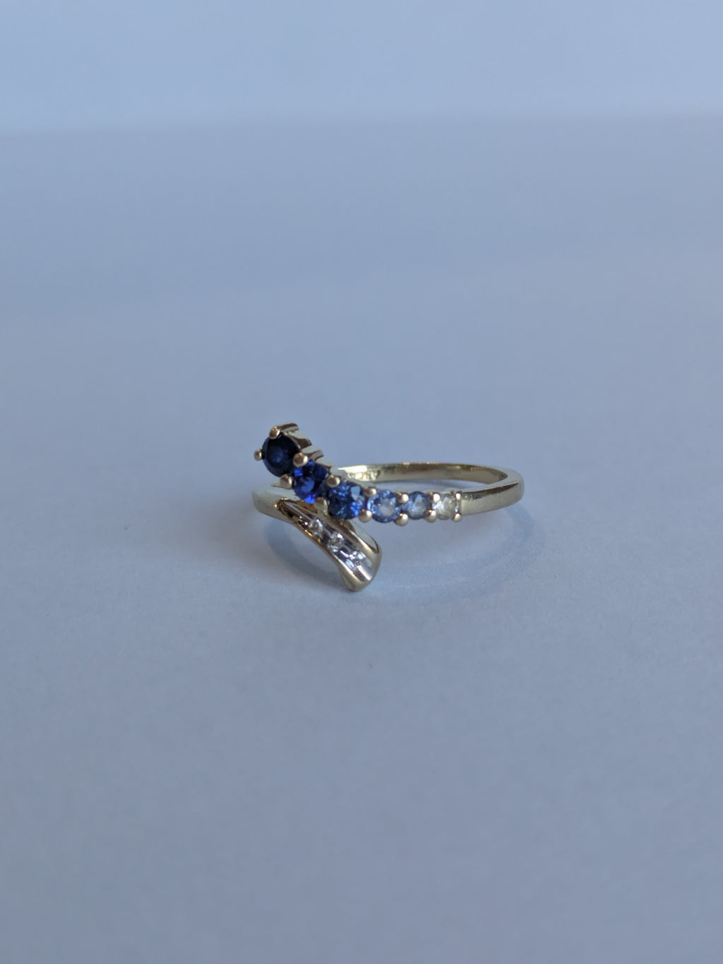 Graduated Colour Sapphire Bypass Ring