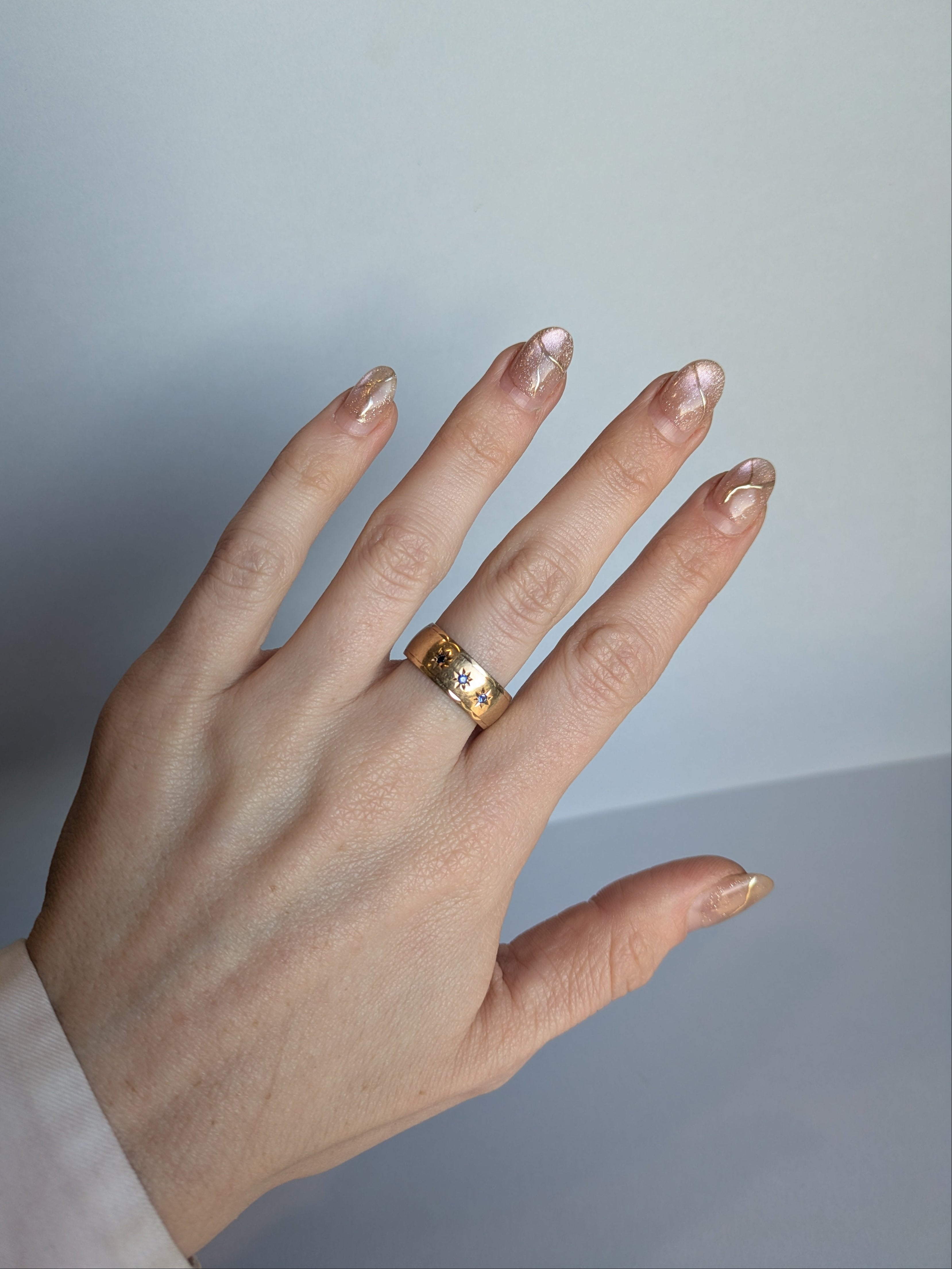 Thick Star-Set Sapphire Ring