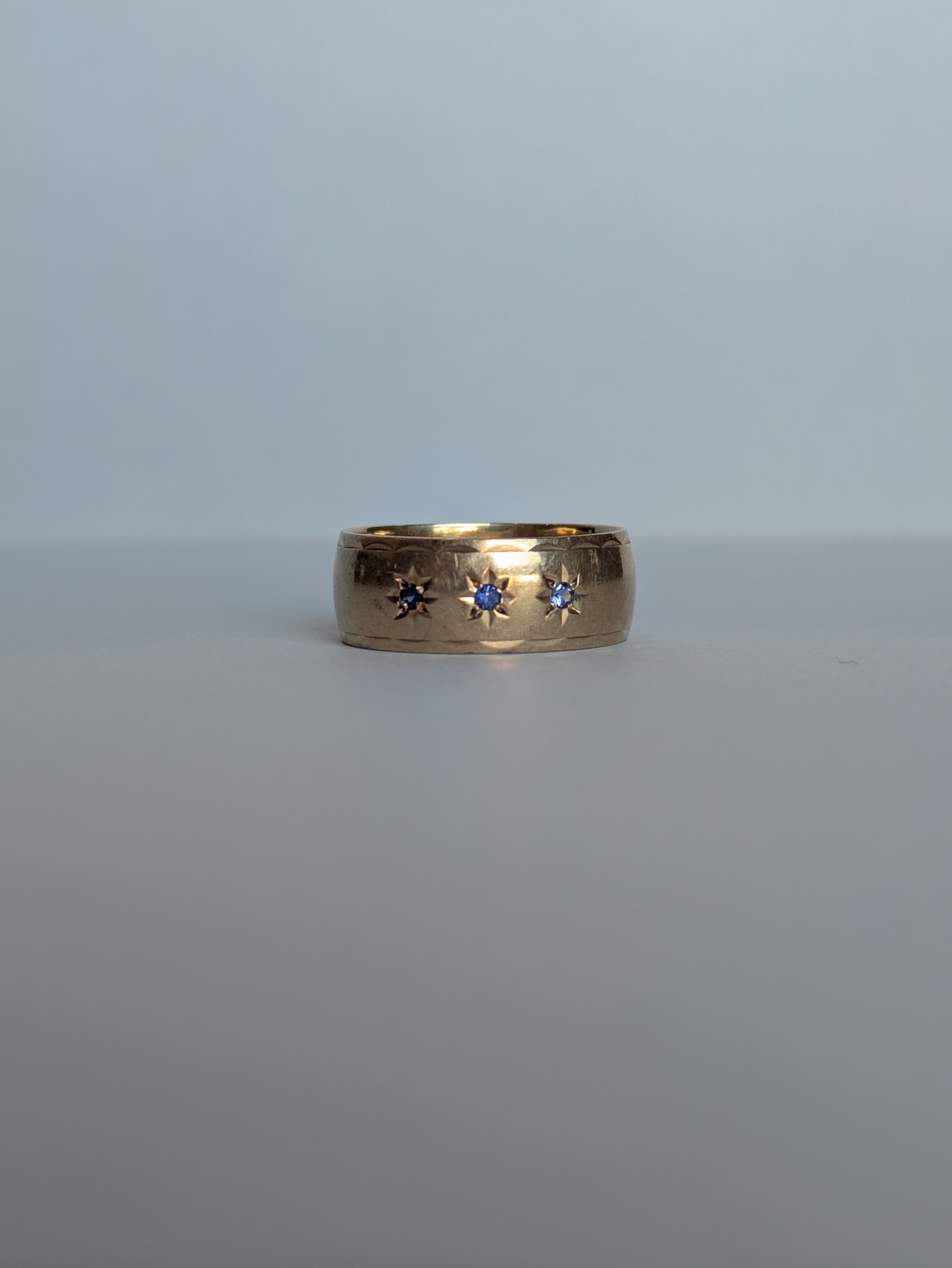 Thick Star-Set Sapphire Ring