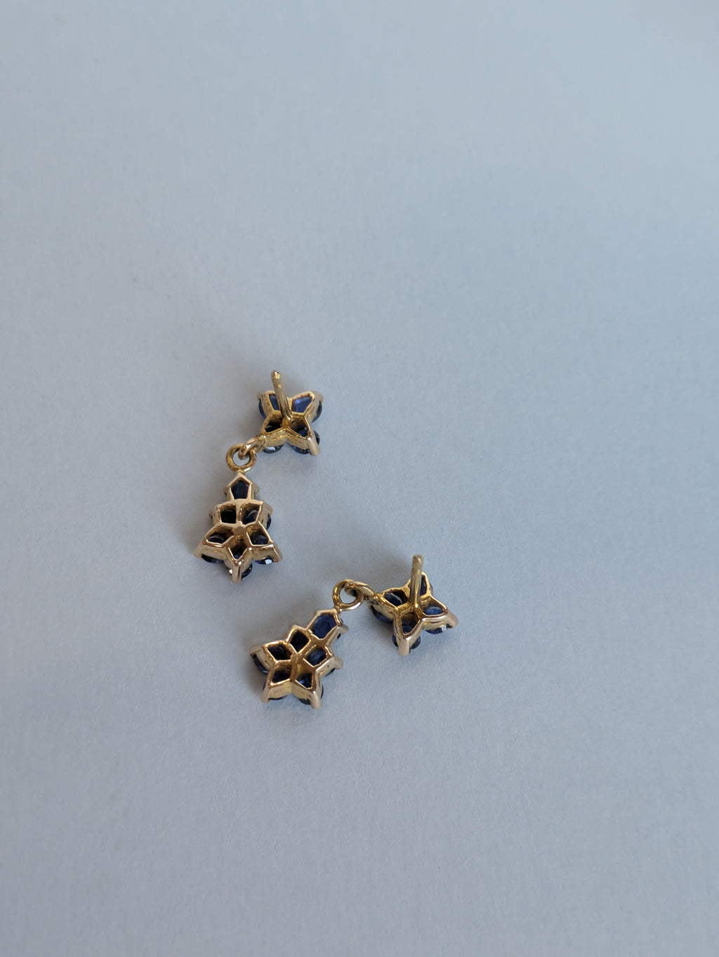 18ct Flower Drop Sapphire Earrings