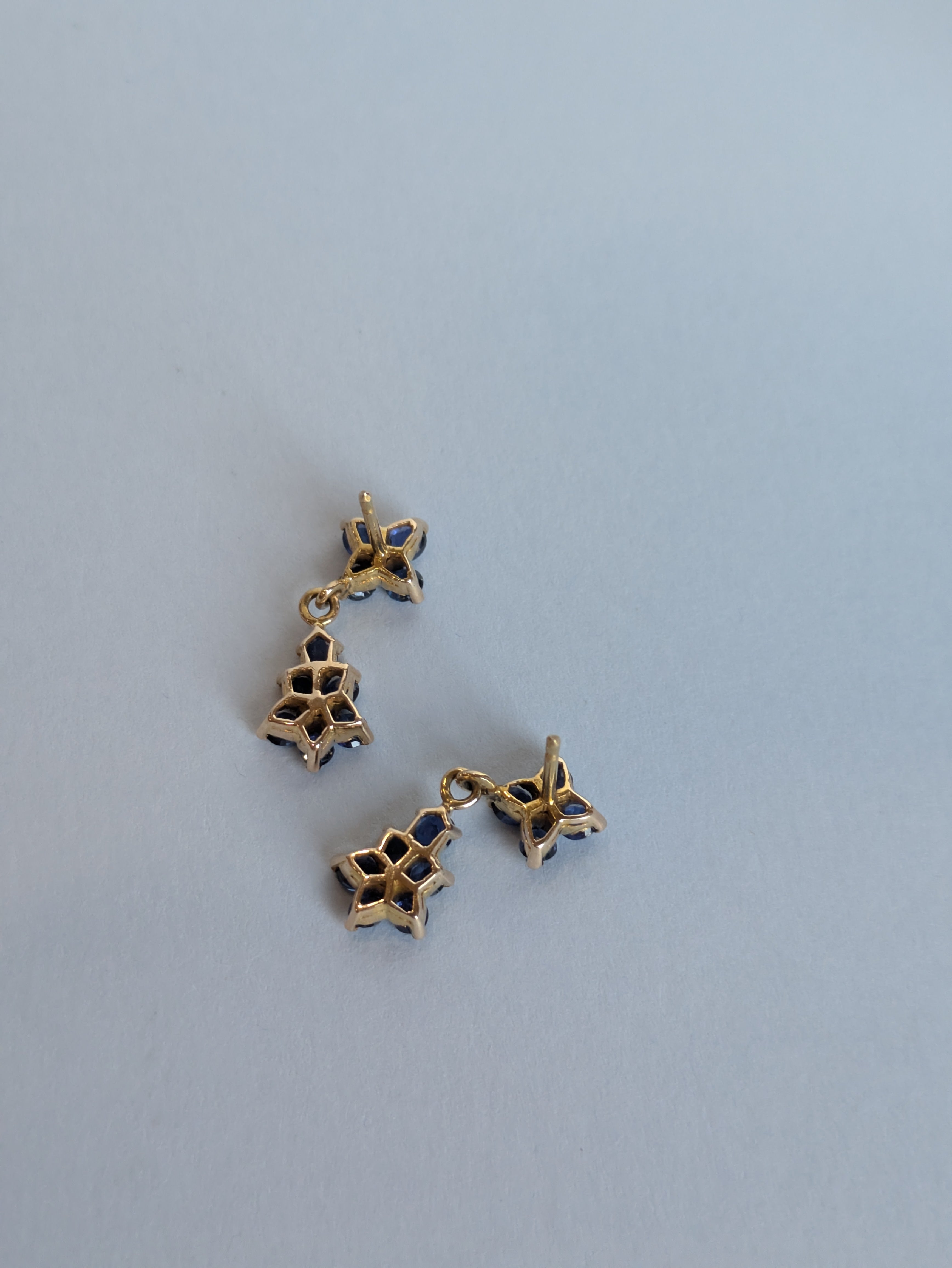 18ct Flower Drop Sapphire Earrings