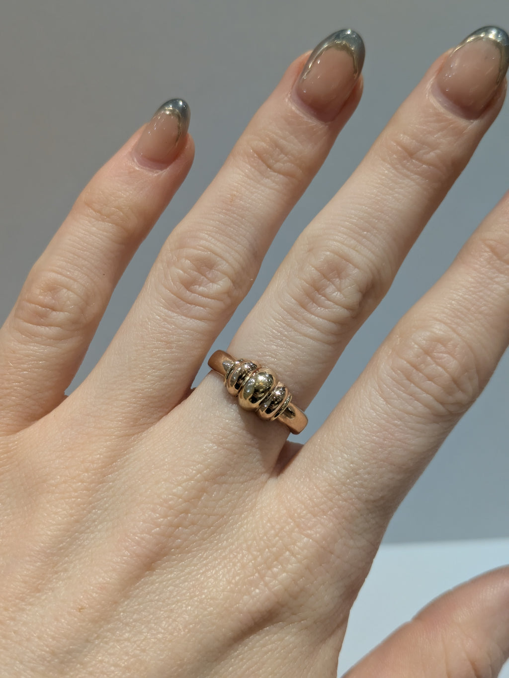 Two- Tone Gold Rounded Bar Ring