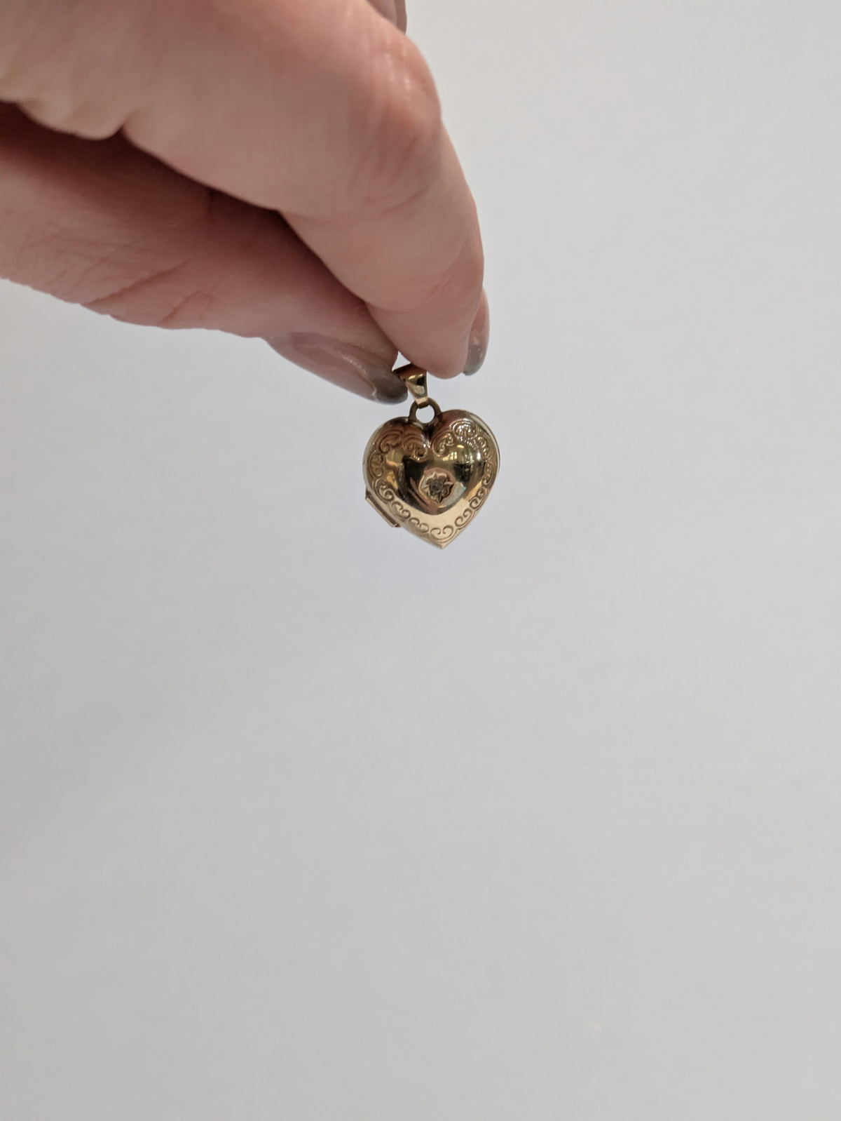 Yellow Gold Heart Locket with Gem