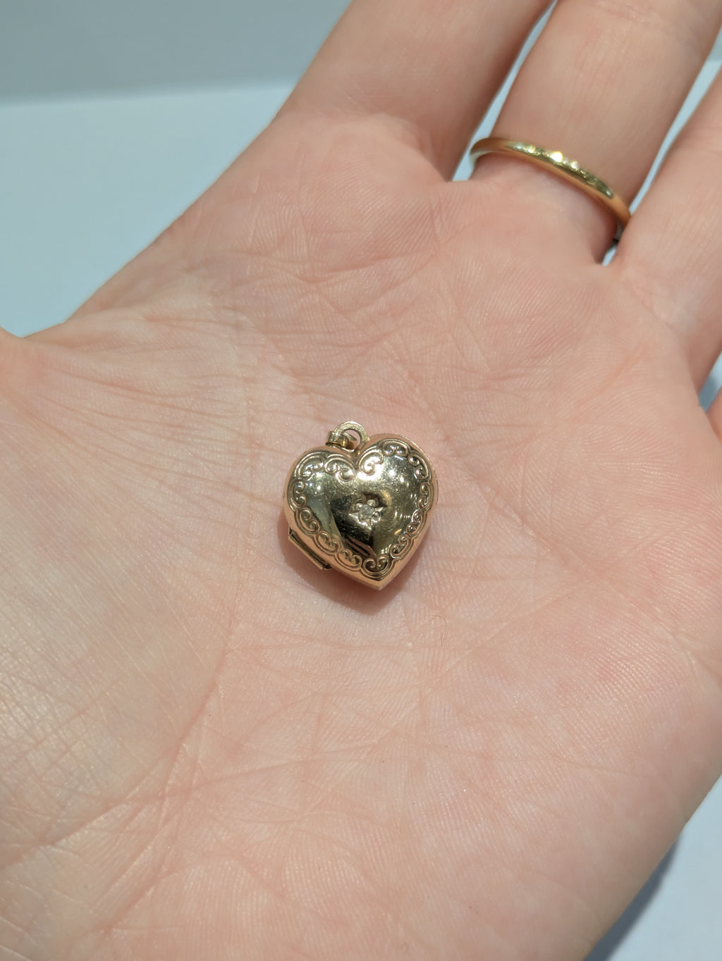 Yellow Gold Heart Locket with Gem
