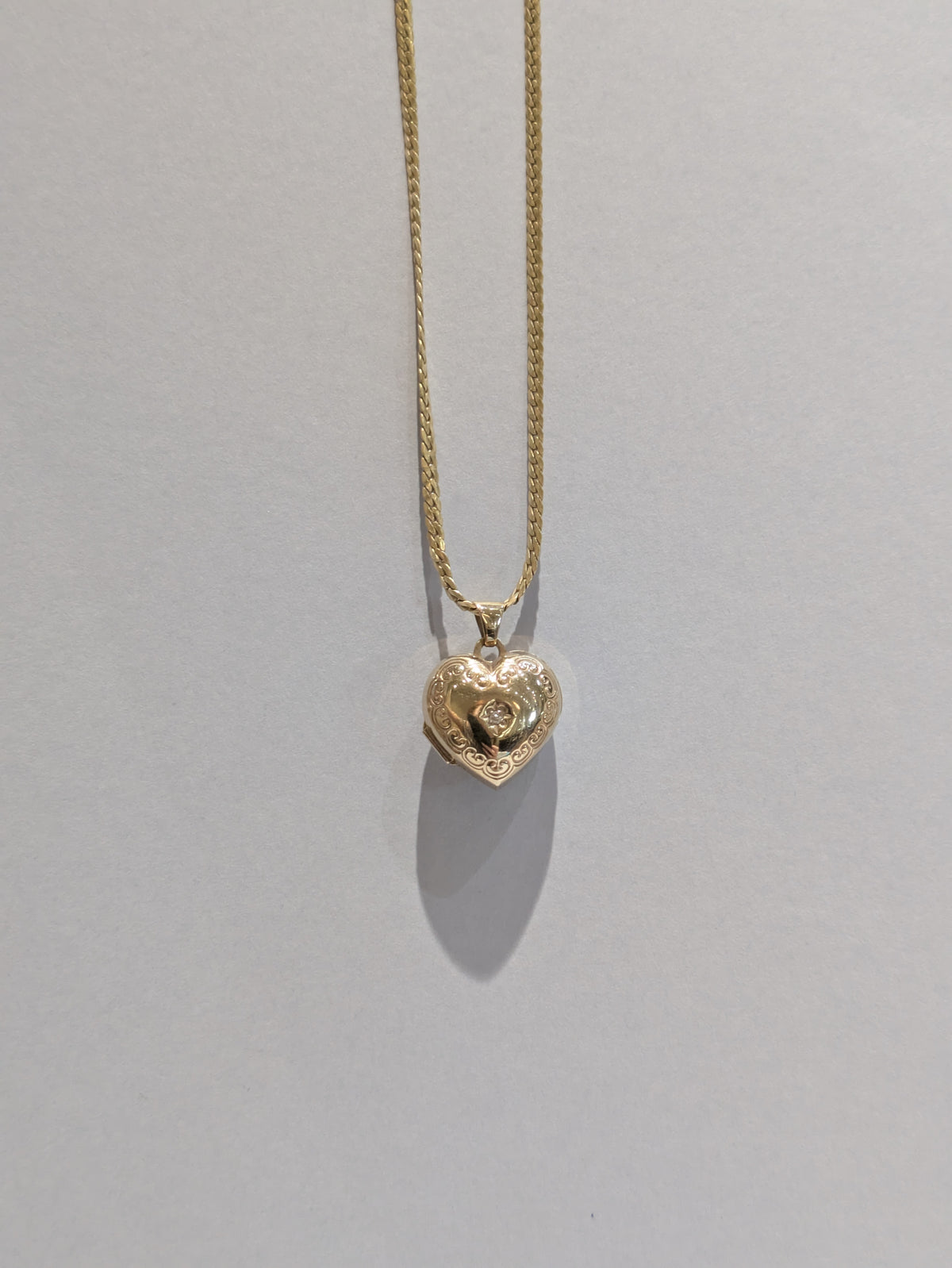 Yellow Gold Heart Locket with Gem